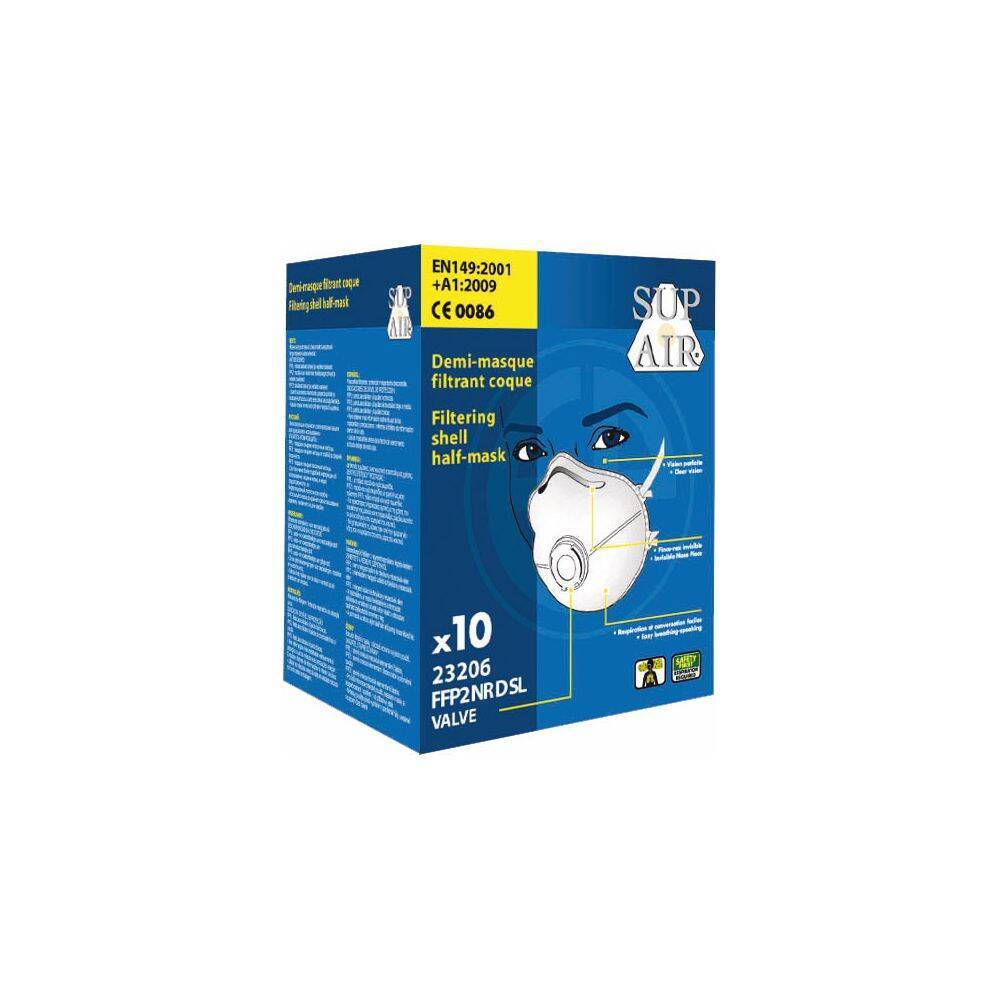 Masque respiratoire coque avec valve Sup Air FFP2 D NR SL (boîte de 10) Blanc Unique-2