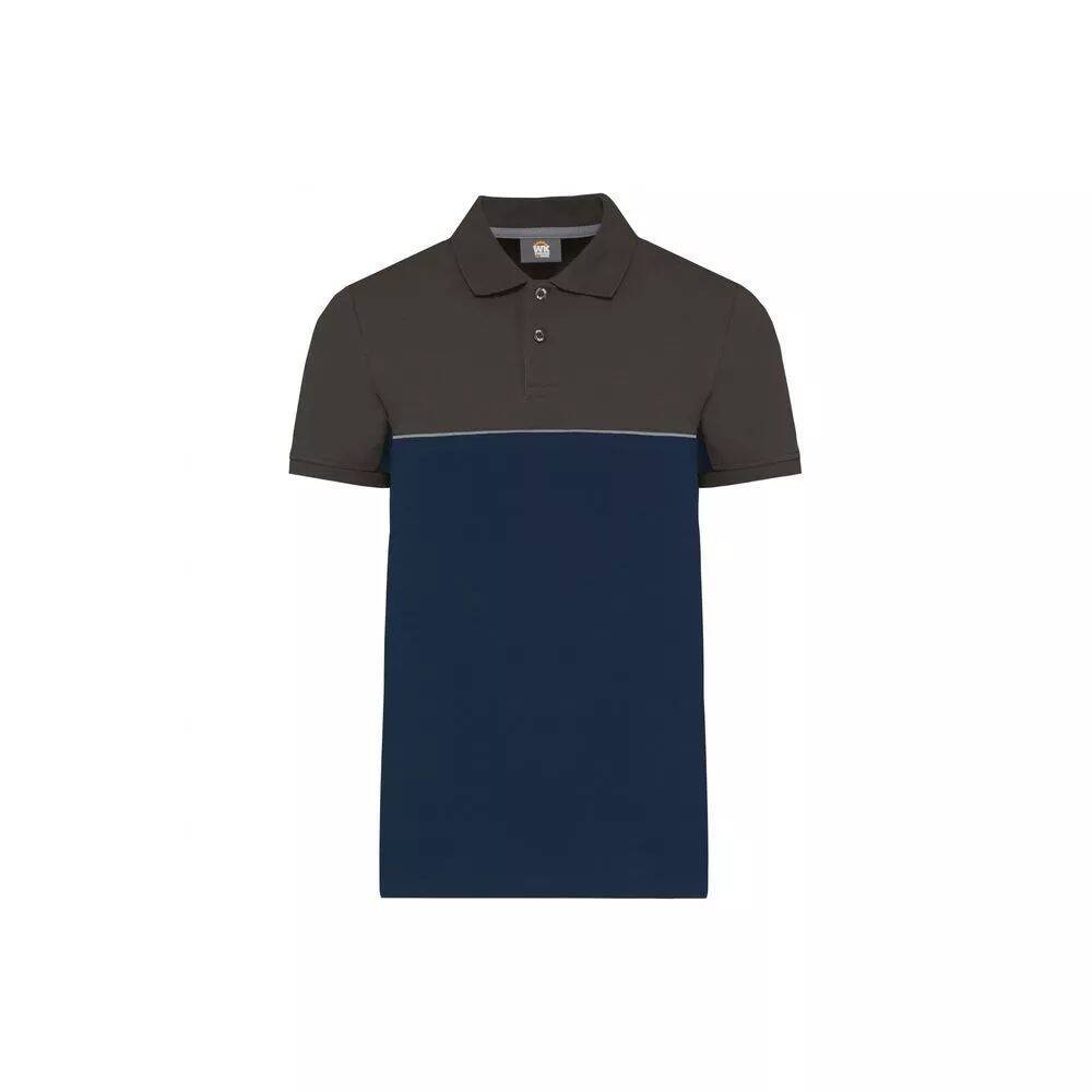 Polo bicolore écoresponsable manches courtes WK. Designed To Work Marine / Gris S-0