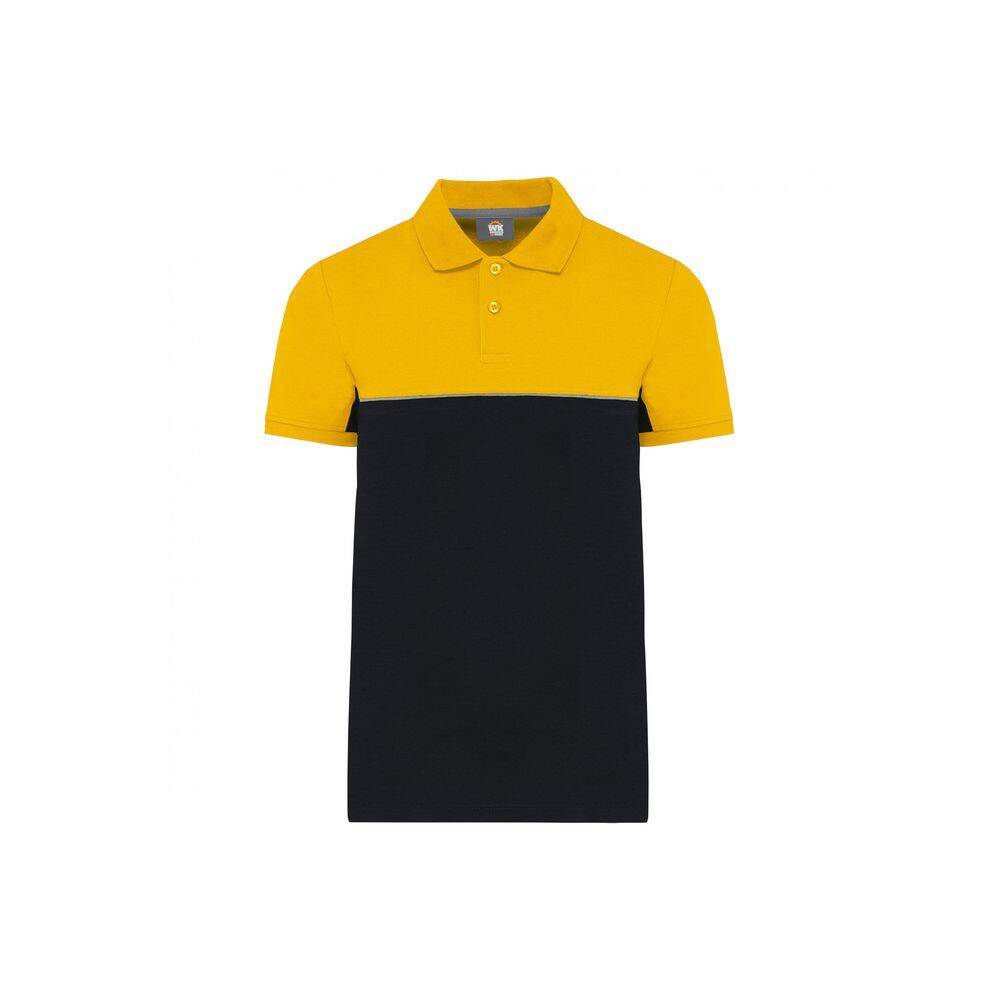 Polo bicolore écoresponsable manches courtes WK. Designed To Work Noir / Jaune S-0