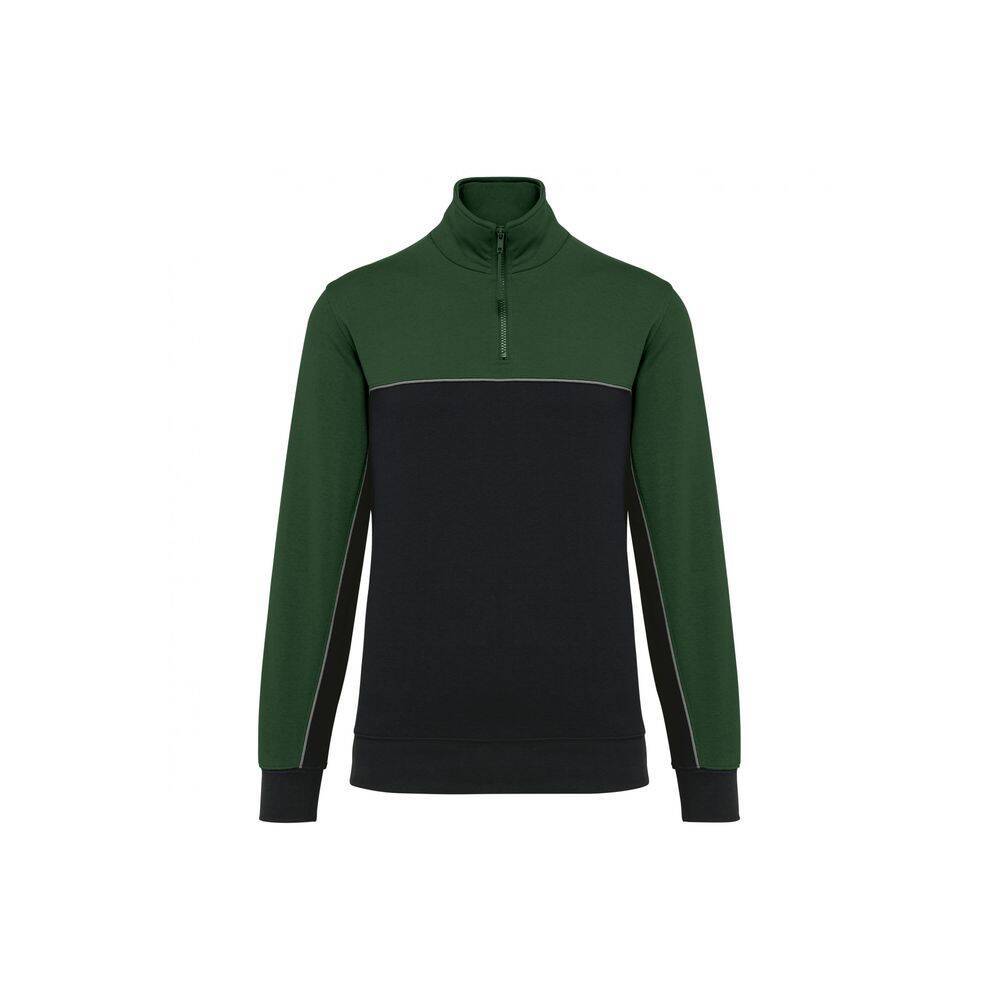 Sweat-shirt écoresponsable à col zippé WK. Designed To Work Noir / Vert L-0
