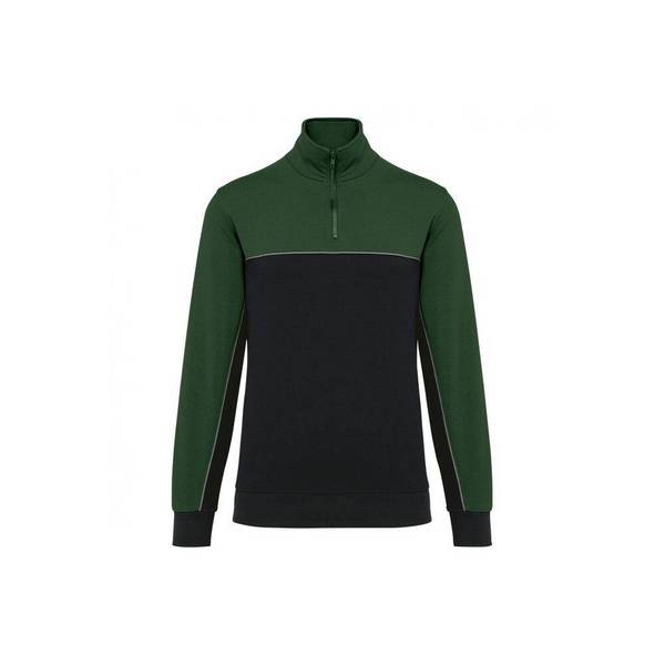 Sweat-shirt écoresponsable à col zippé WK. Designed To Work Noir / Vert L