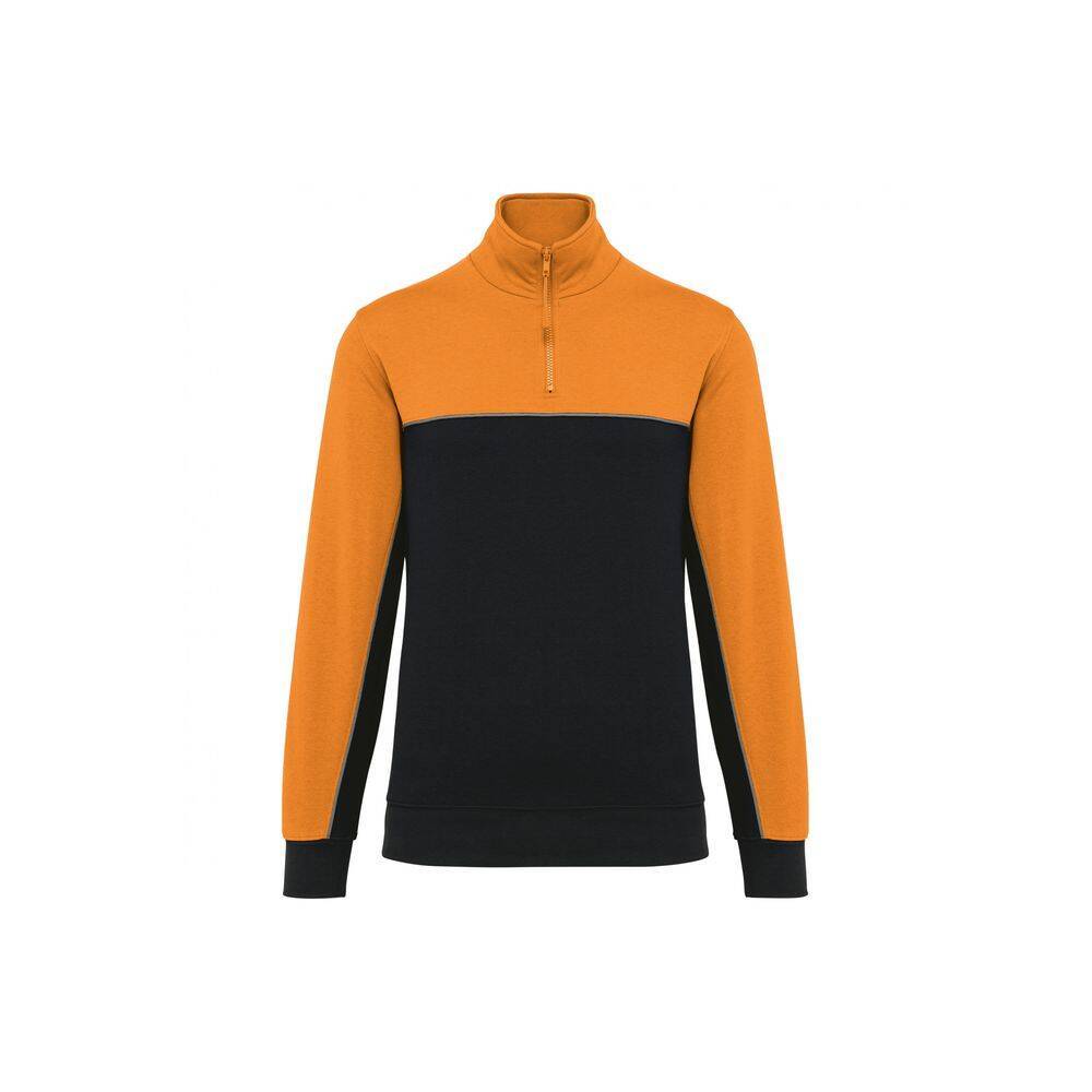Sweat-shirt écoresponsable à col zippé WK. Designed To Work Noir / Orange M-0