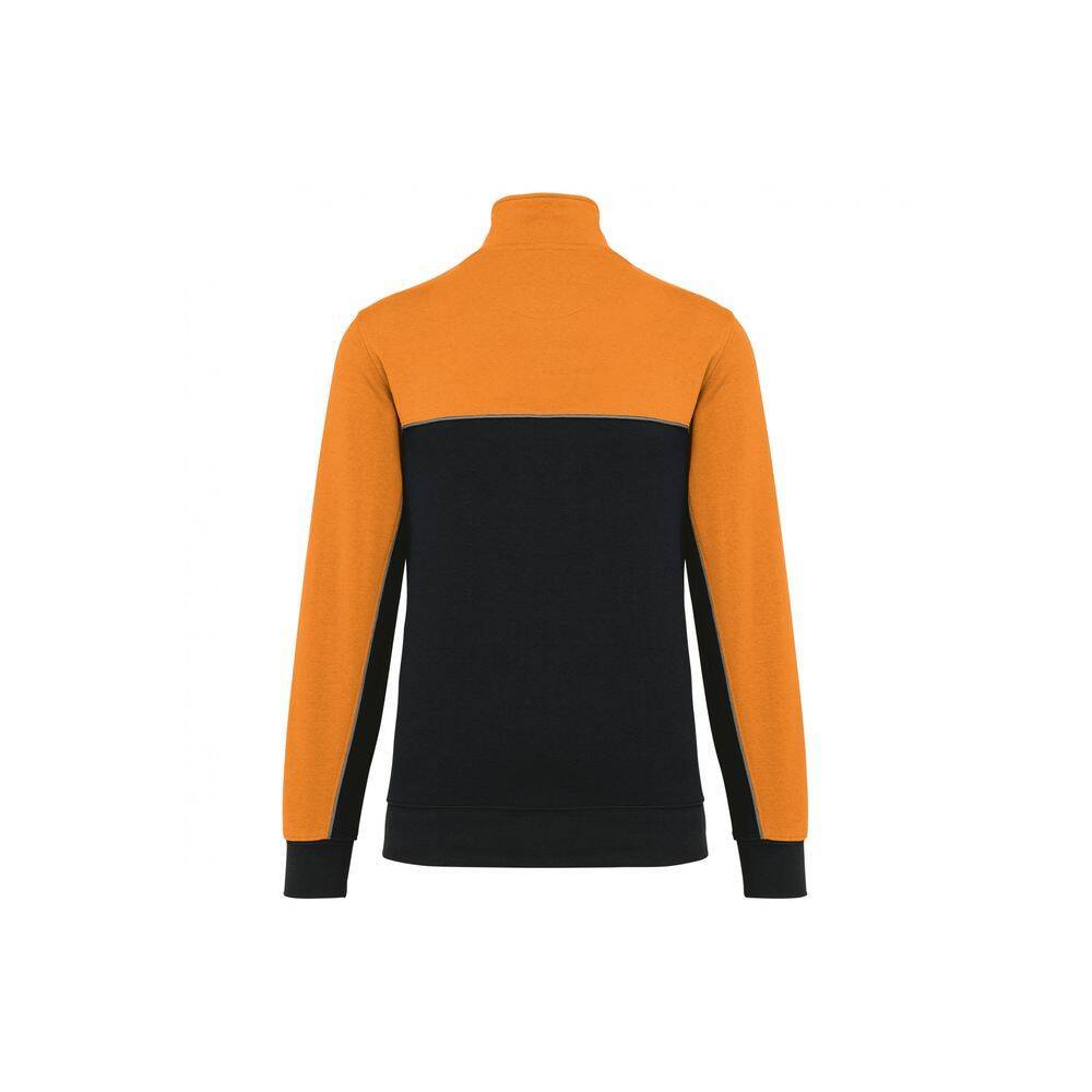 Sweat-shirt écoresponsable à col zippé WK. Designed To Work Noir / Orange M-2