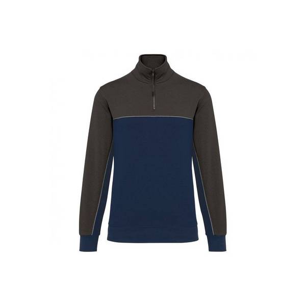 Sweat-shirt écoresponsable à col zippé WK. Designed To Work Marine / Gris XXL