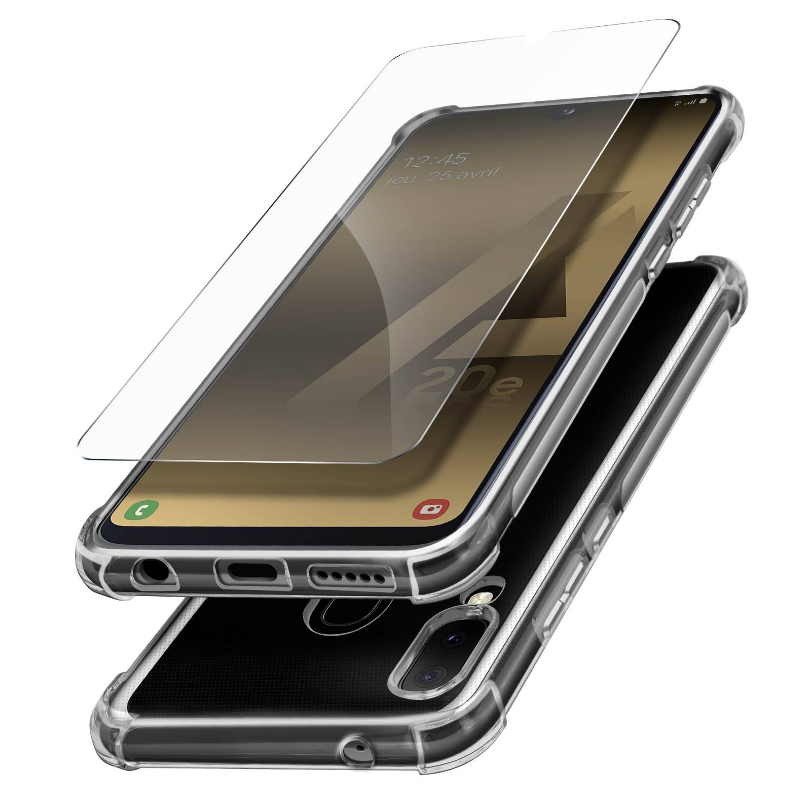 Pack Protection Samsung Galaxy A20e Coque Souple + Film Verre Trempé-1