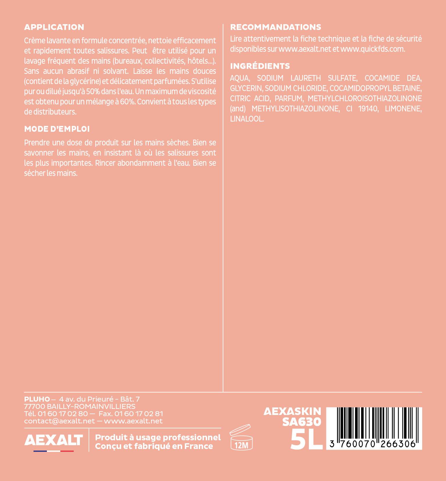 AEXASKIN - Crème liquide concentrée parfum agrumes - 5L-3