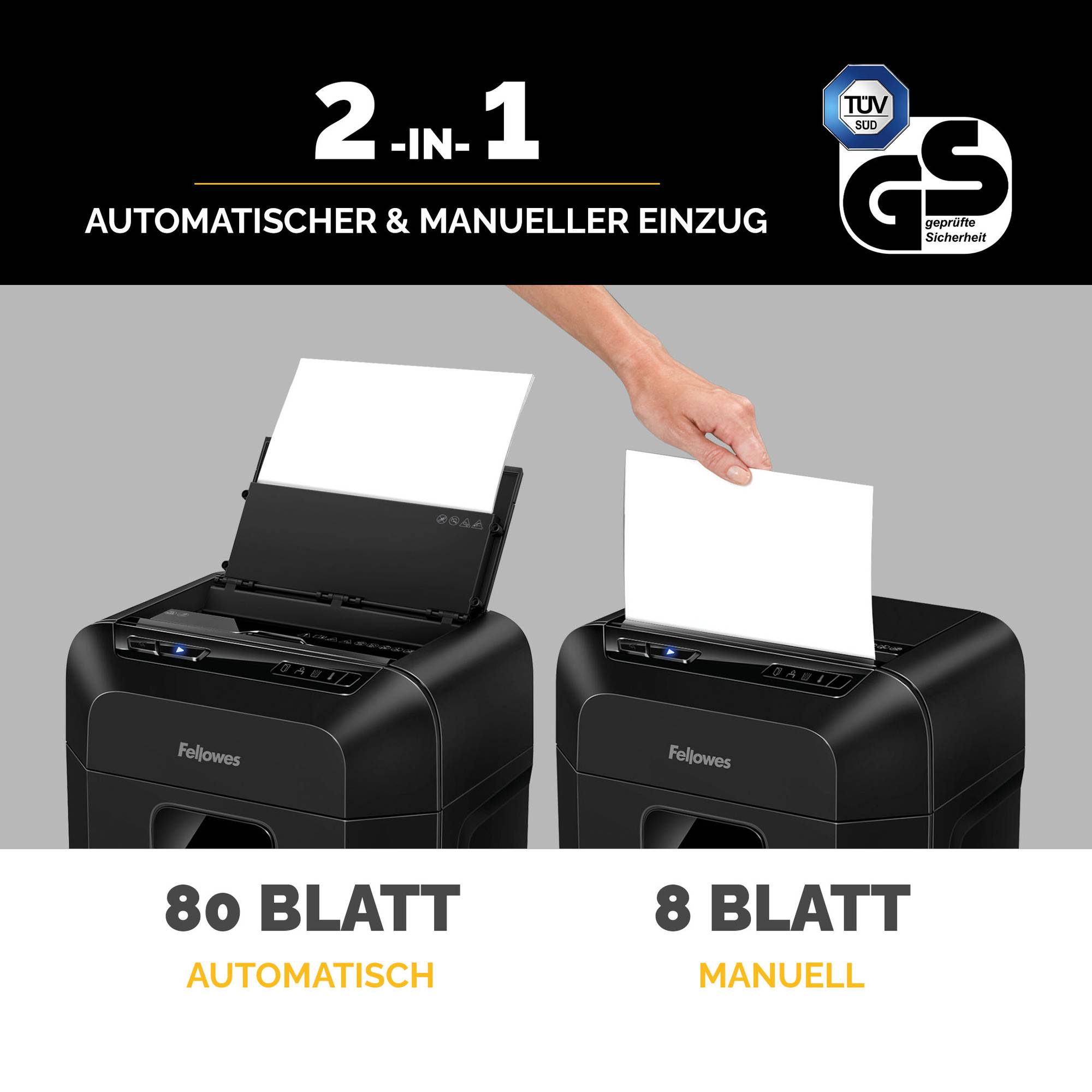 FELLOWES AutoMax 80m Aauto Feed Shredder Mini Cut 230V EU-1