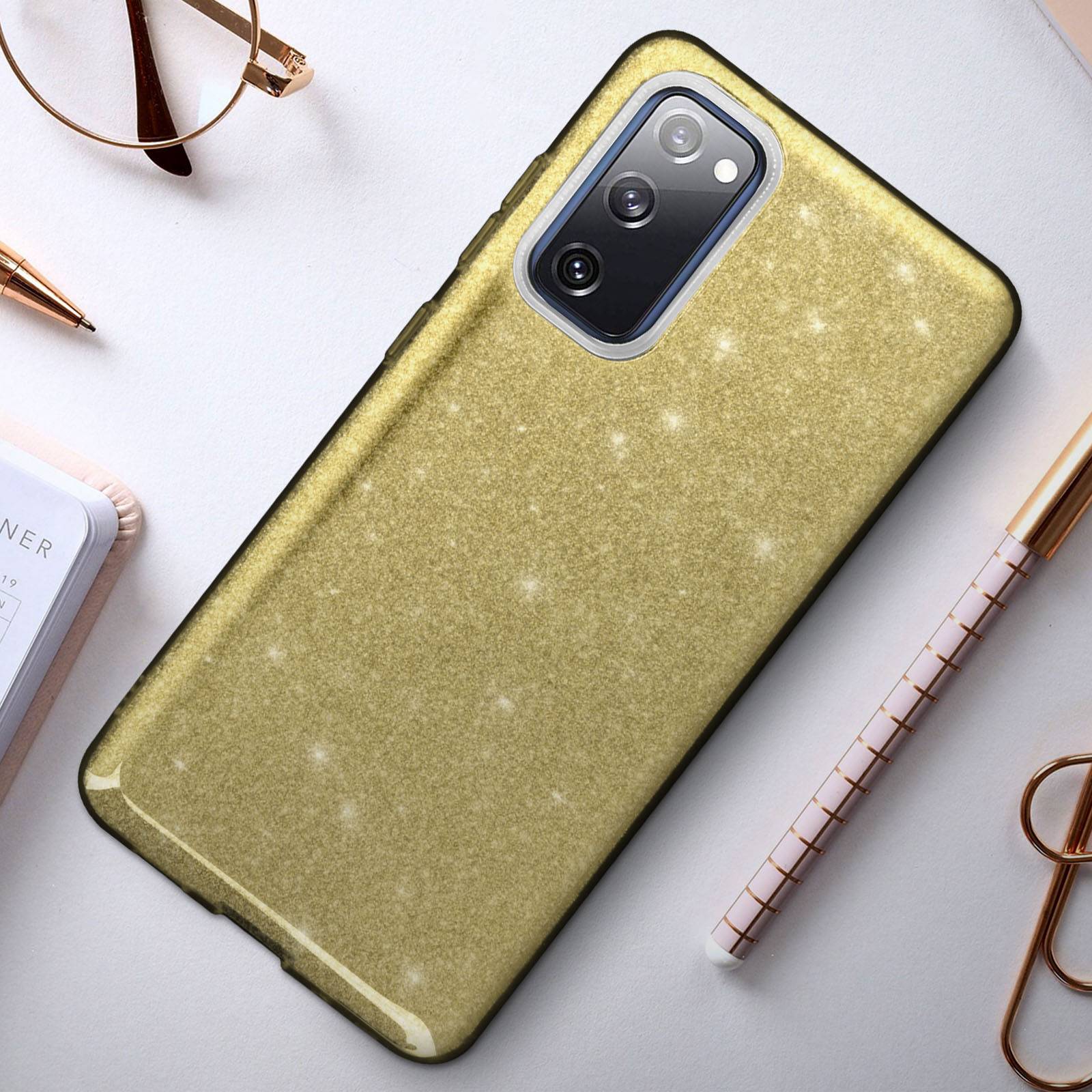 Coque pour Galaxy S20 FE en Structure Bi-Matière avec Feuille Pailletée-2