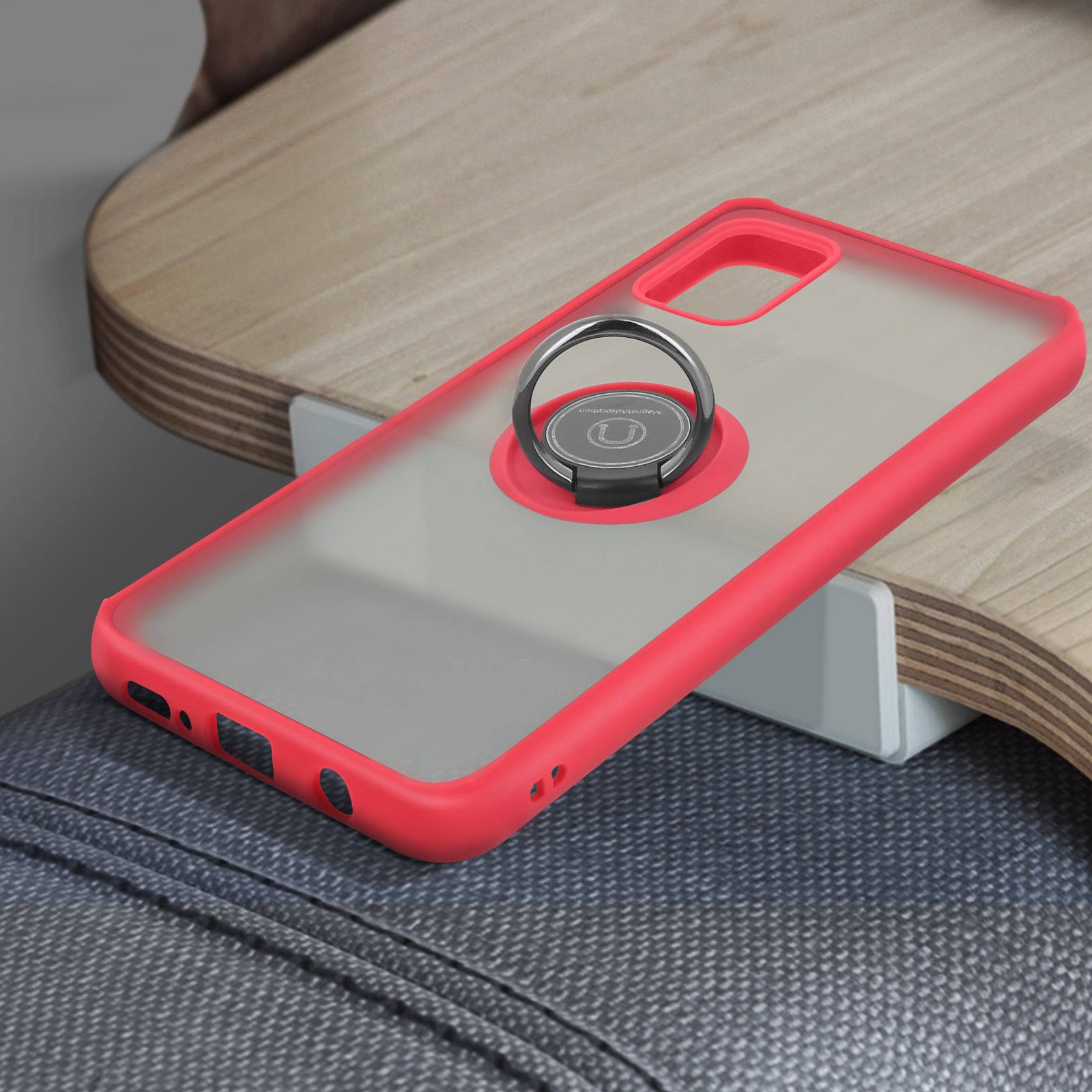 Coque pour Galaxy A51 Antichoc avec Anneau Magnétique Rotatif Finition Givrée-3
