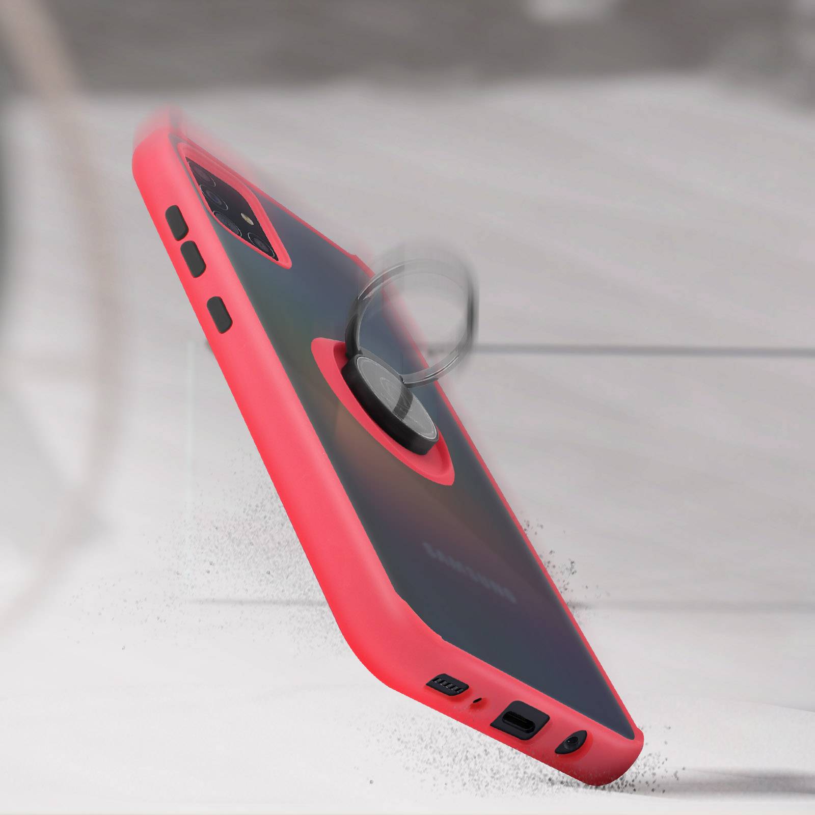 Coque pour Galaxy A51 Antichoc avec Anneau Magnétique Rotatif Finition Givrée-4