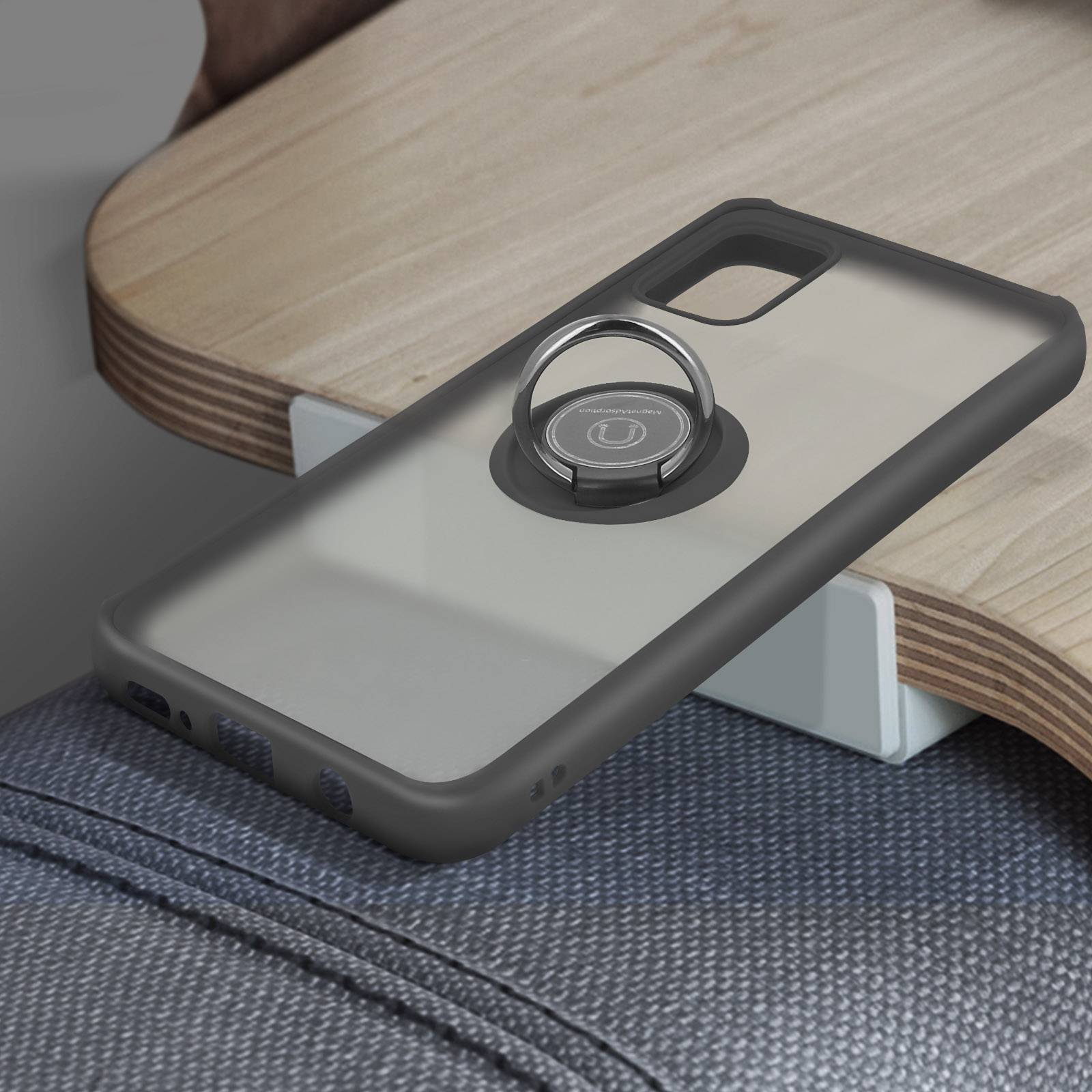 Coque pour Samsung Galaxy A51 Bi-matière Bague Métallique Fonction Support-3