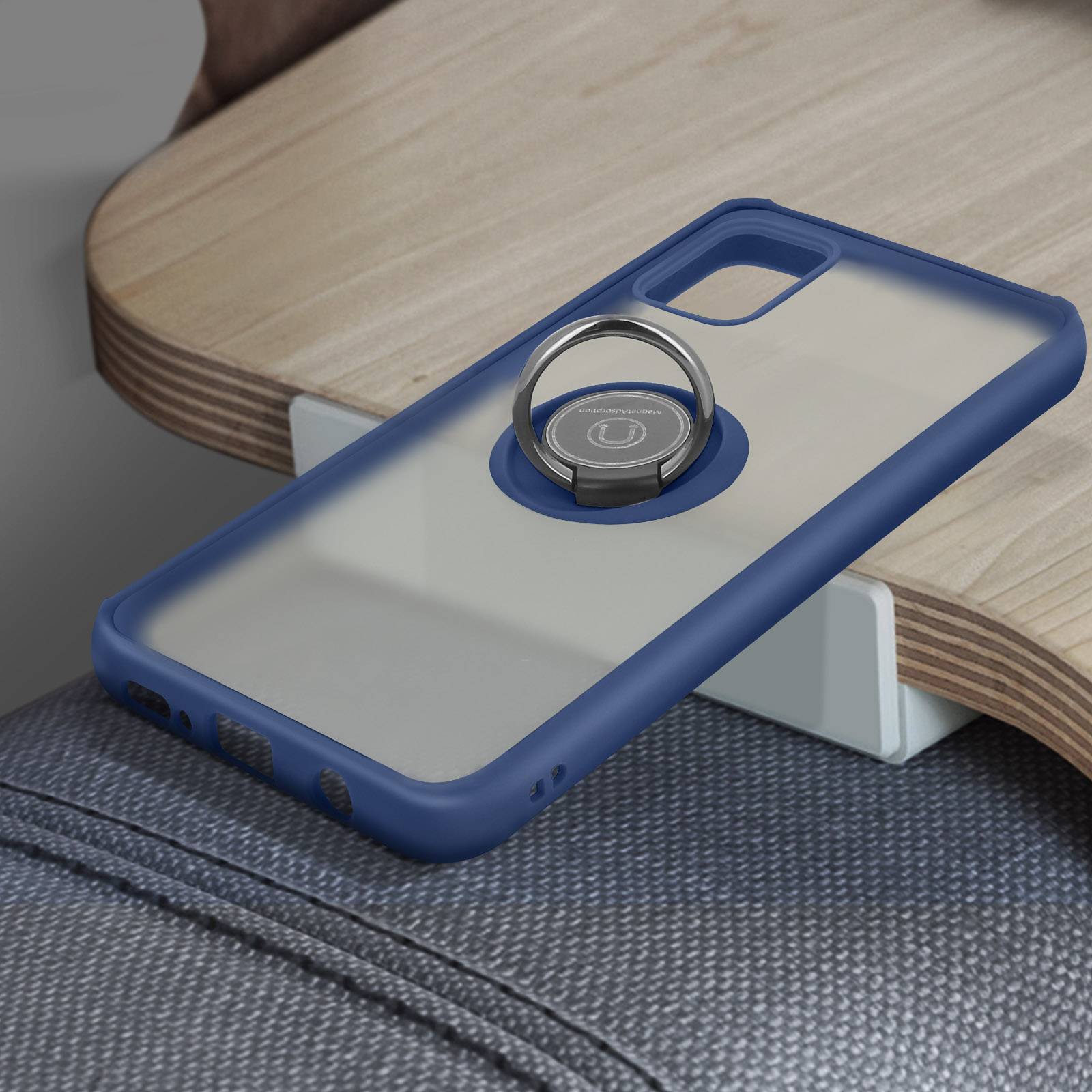 Coque pour Samsung Galaxy A51 Bi-matière Bague Métallique Fonction Support-3