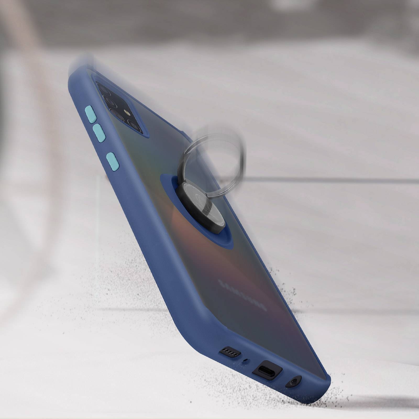 Coque pour Samsung Galaxy A51 Bi-matière Bague Métallique Fonction Support-4