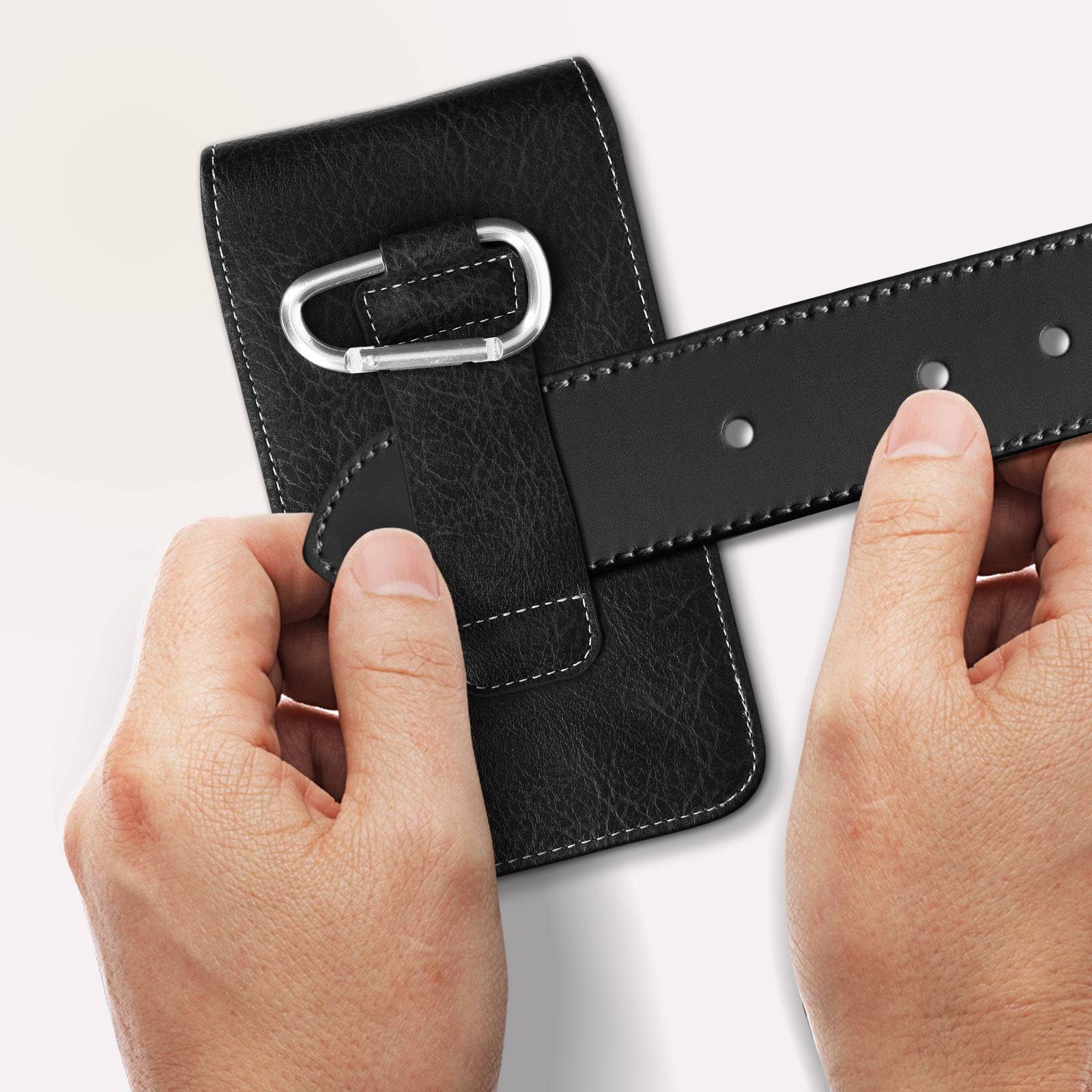 Étui Ceinture pour Smartphone 5.5 pouces Porte-carte Simili cuir Effet rétro-4
