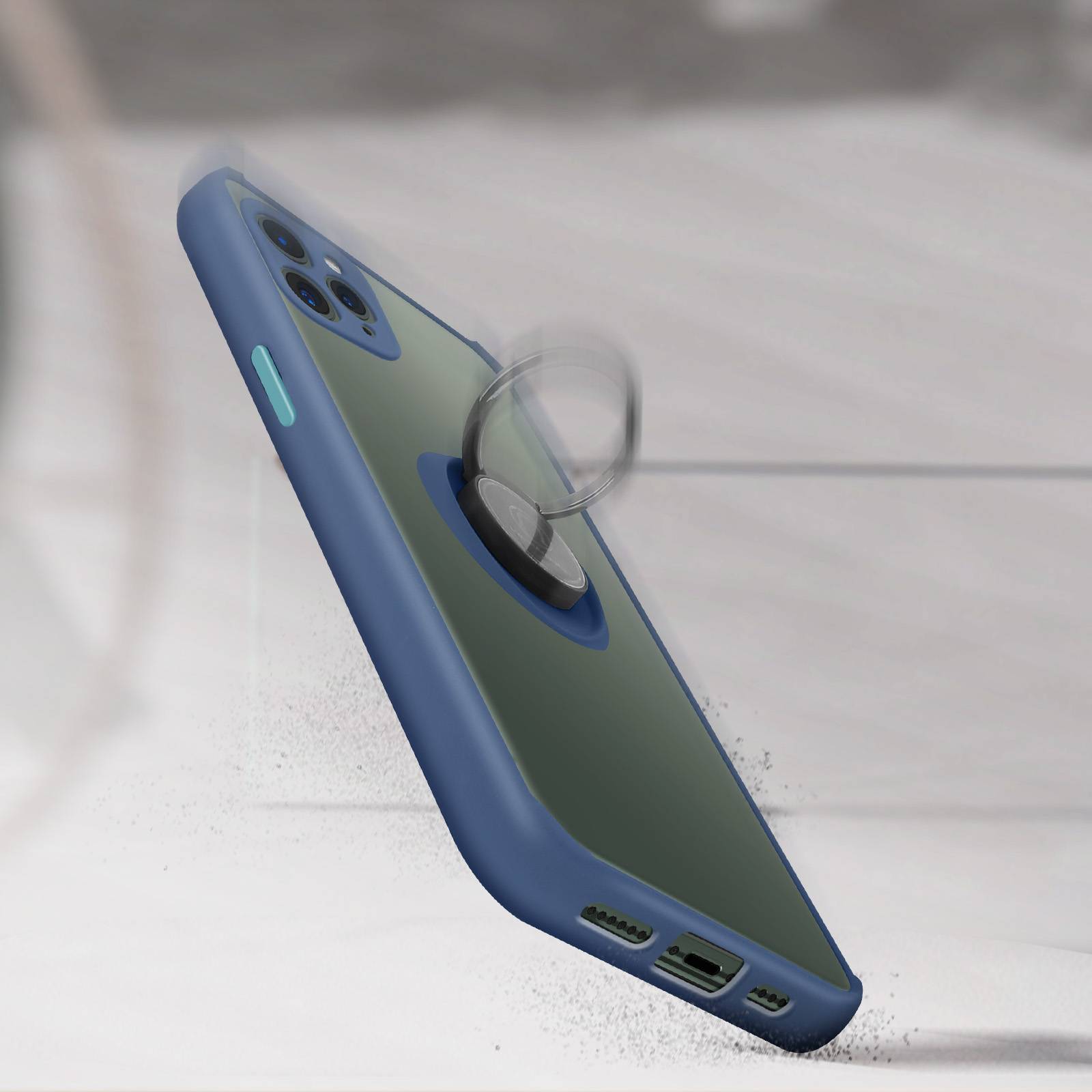 Coque pour iPhone 11 Pro Max Bi-matière Bague Métallique Support-3