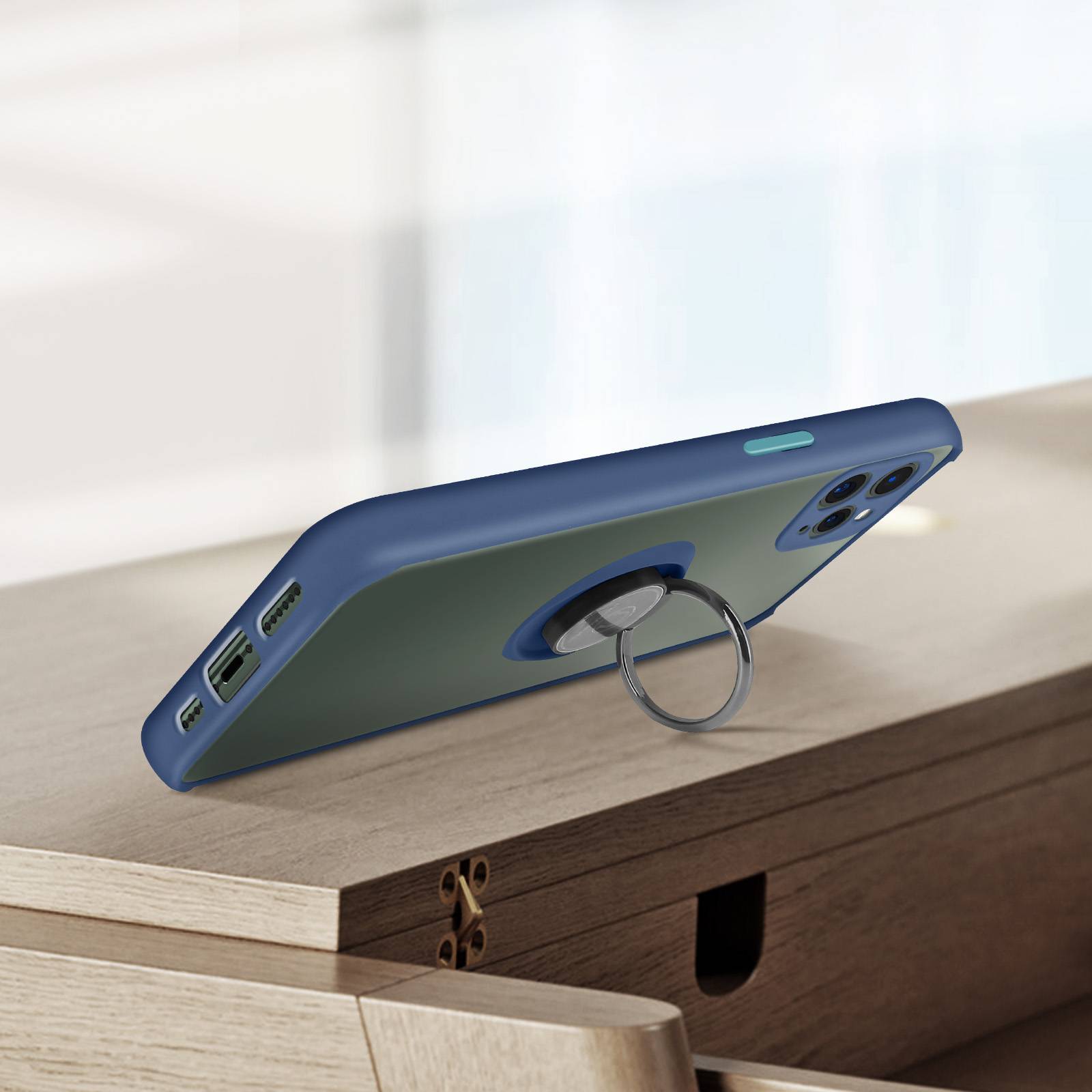 Coque pour iPhone 11 Pro Max Bi-matière Bague Métallique Support-4