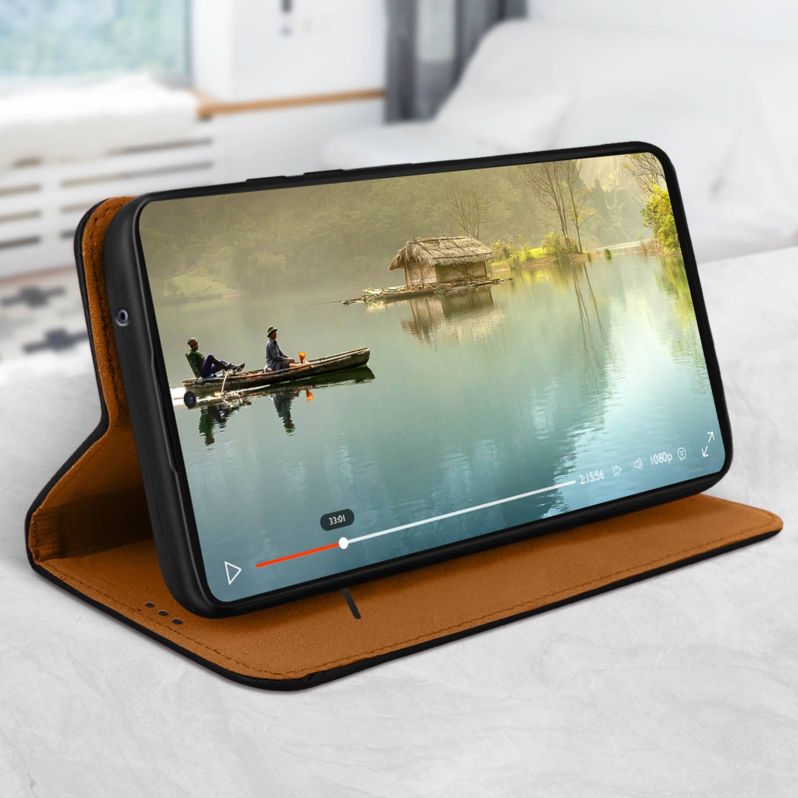 Étui pour Samsung Galaxy A72 Porte-carte Support Vidéo Cuir Véritable-2