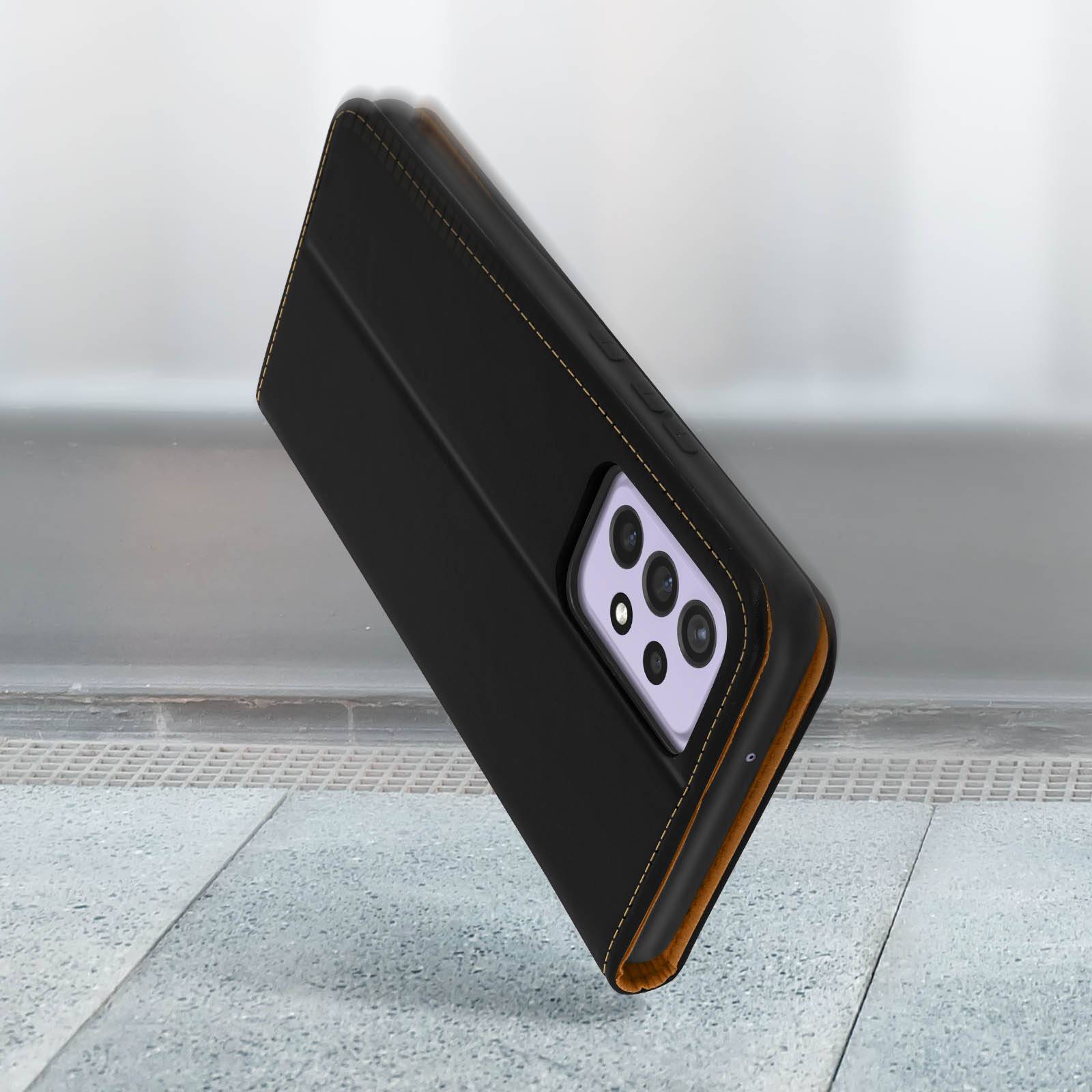 Étui pour Samsung Galaxy A72 Porte-carte Support Vidéo Cuir Véritable-4