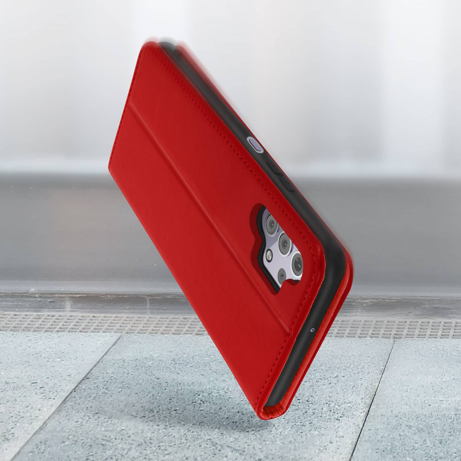 Étui pour Samsung Galaxy A32 5G Porte-carte Support Vidéo Cuir Véritable-4