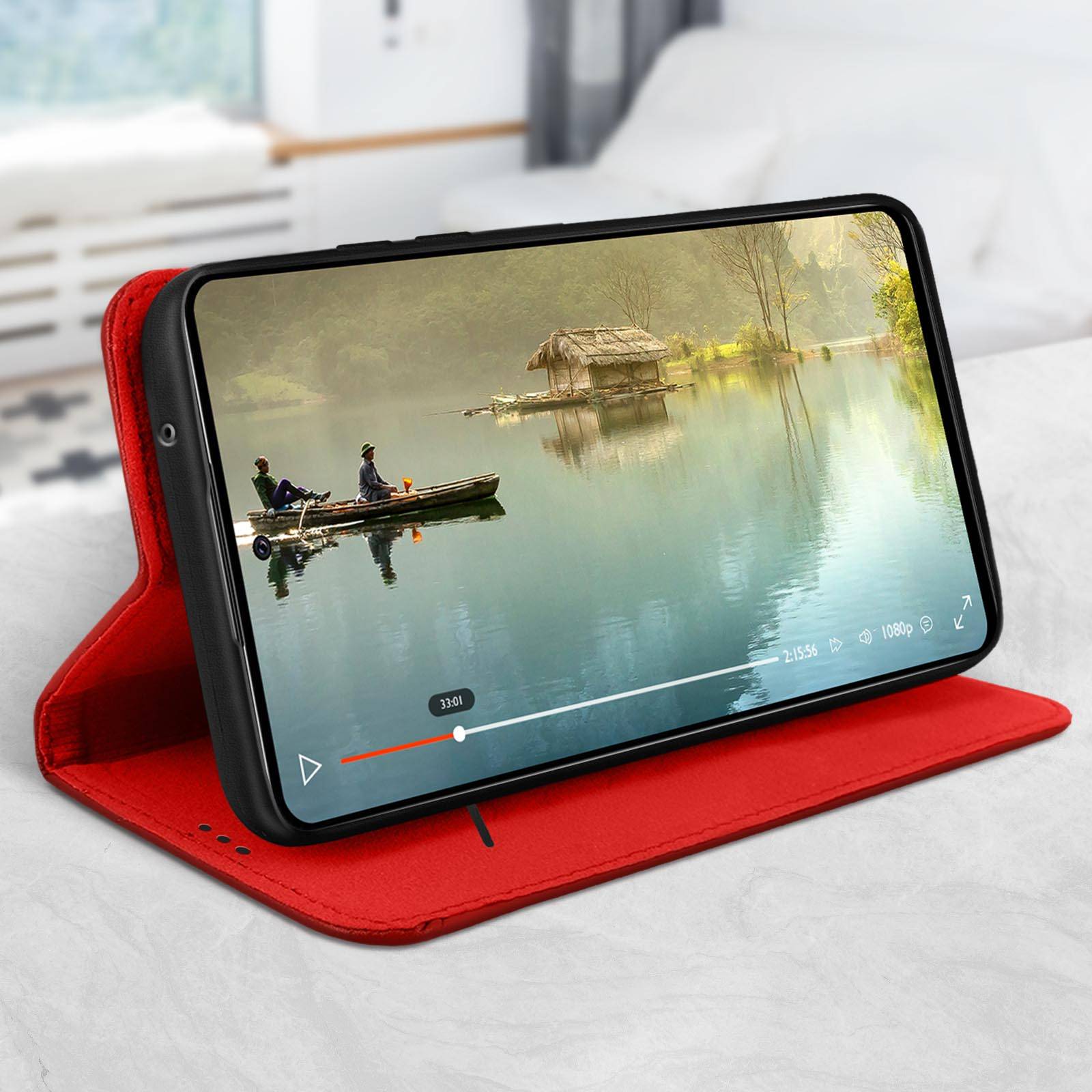 Étui pour Samsung Galaxy A52 et A52s Porte-carte Support Vidéo Cuir Véritable-2