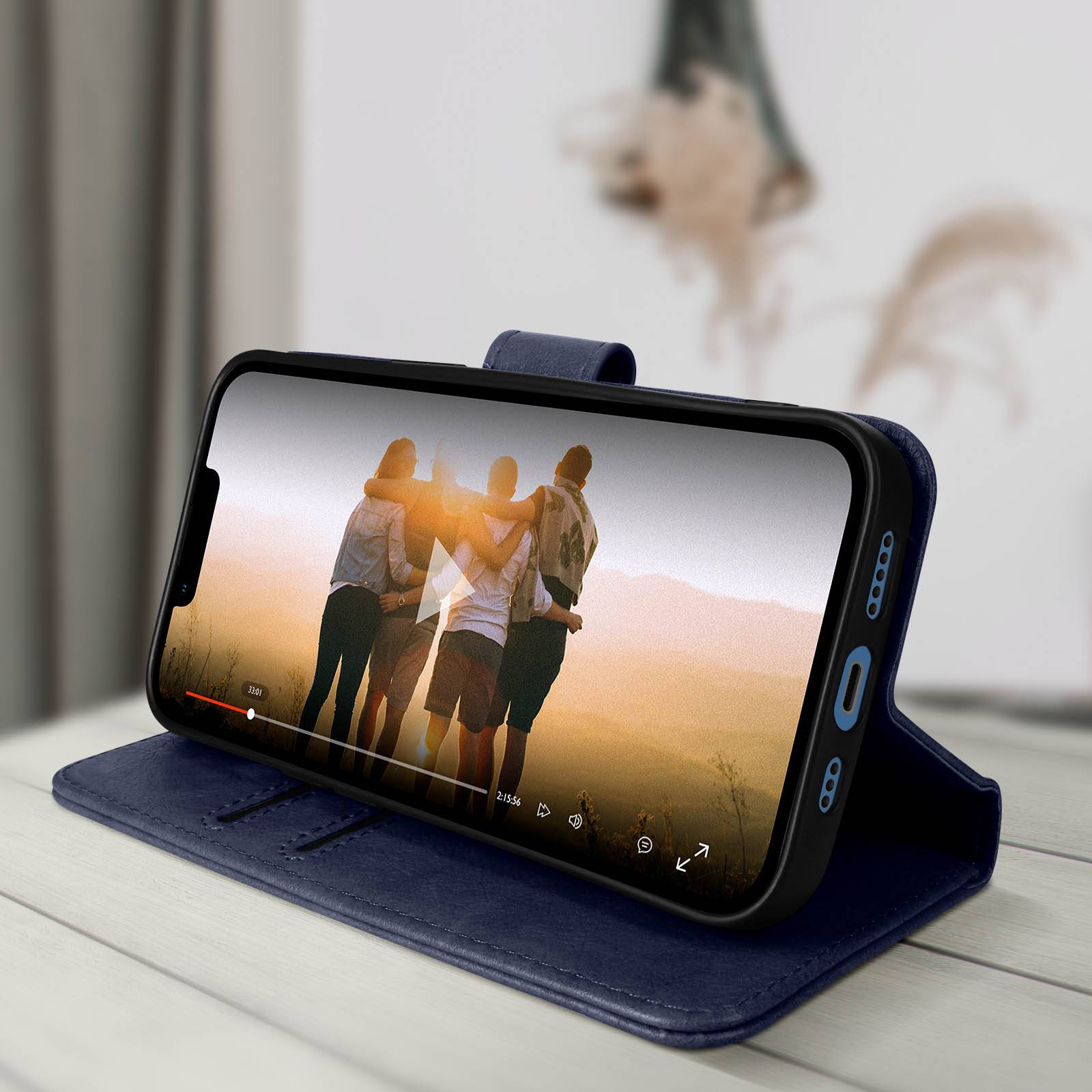 Étui pour iPhone 13 Pro Clapet Portefeuille Support Vidéo-3