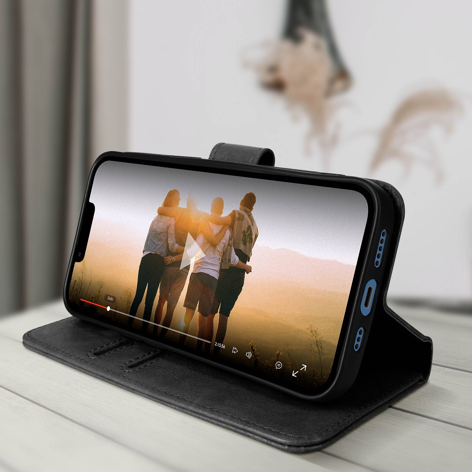 Housse pour iPhone 13 Clapet Portefeuille Fonction Support vidéo-3