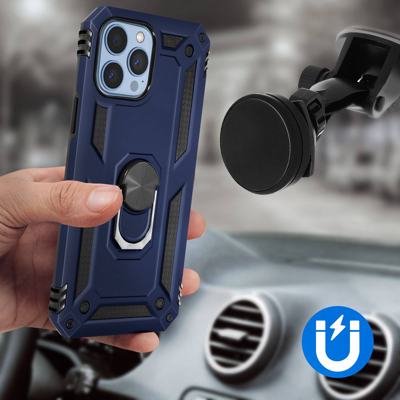Coque pour iPhone 13 Pro Max Antichoc Hybride Bague Support Vidéo-4