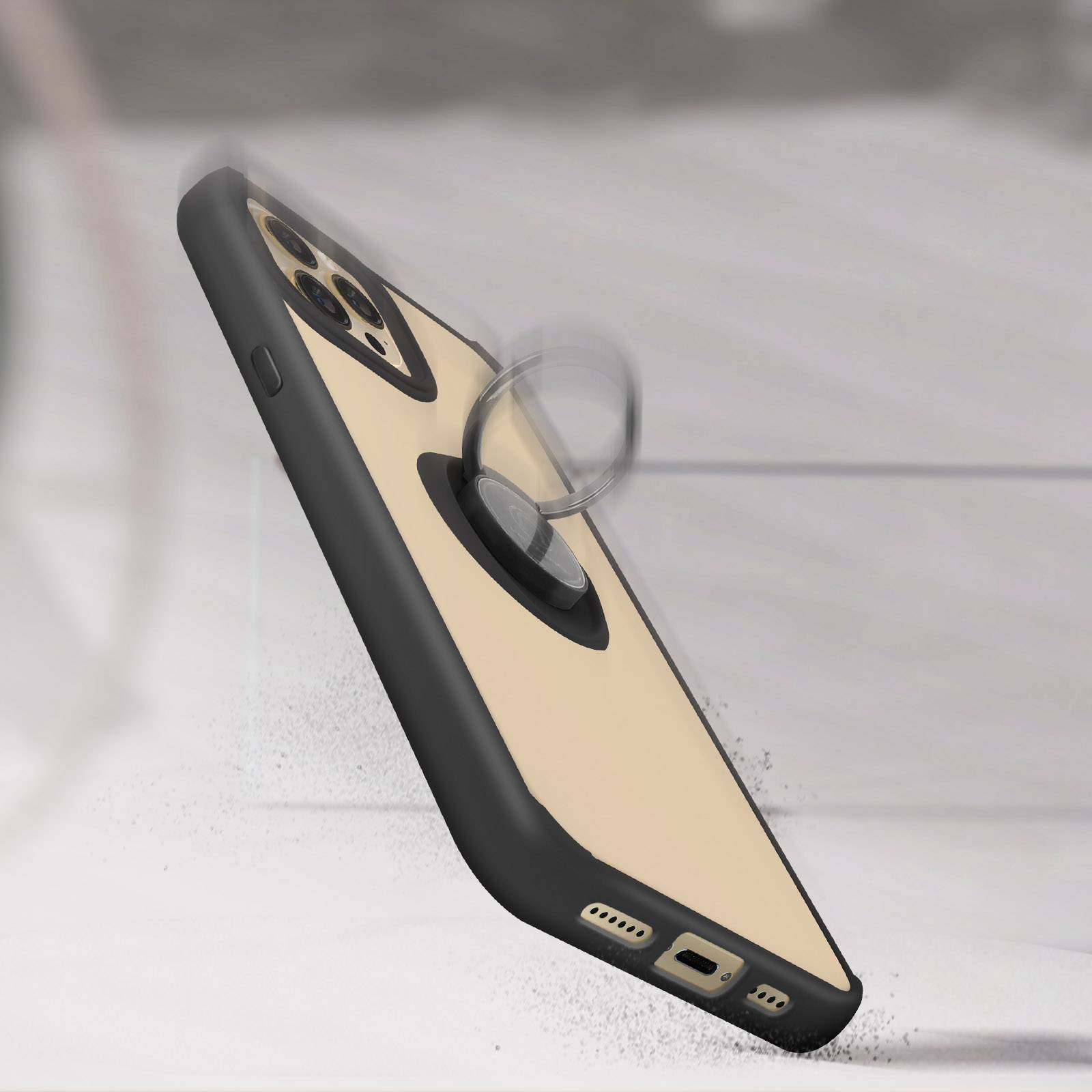 Coque pour iPhone 13 Pro Bi-matière Bague Métallique Support-3