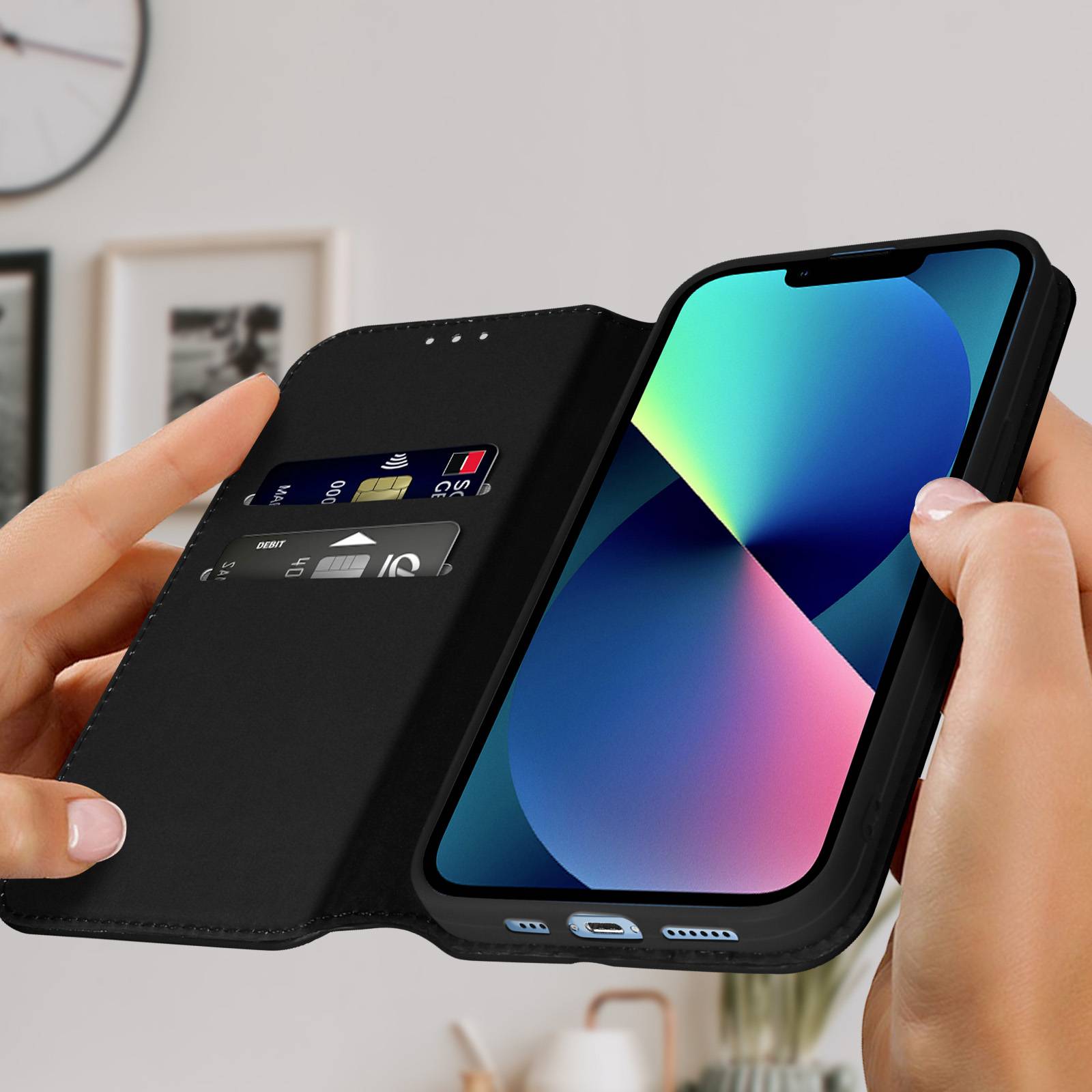 Étui pour iPhone 13 Clapet Portefeuille Fonction Support Vidéo-2