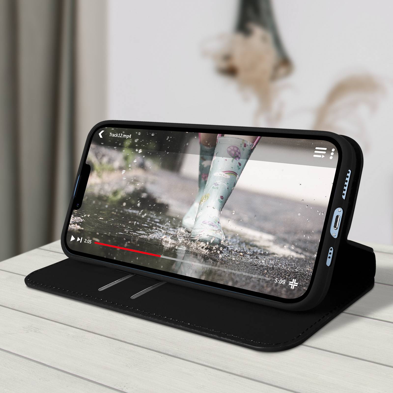 Étui pour iPhone 13 Clapet Portefeuille Fonction Support Vidéo-3