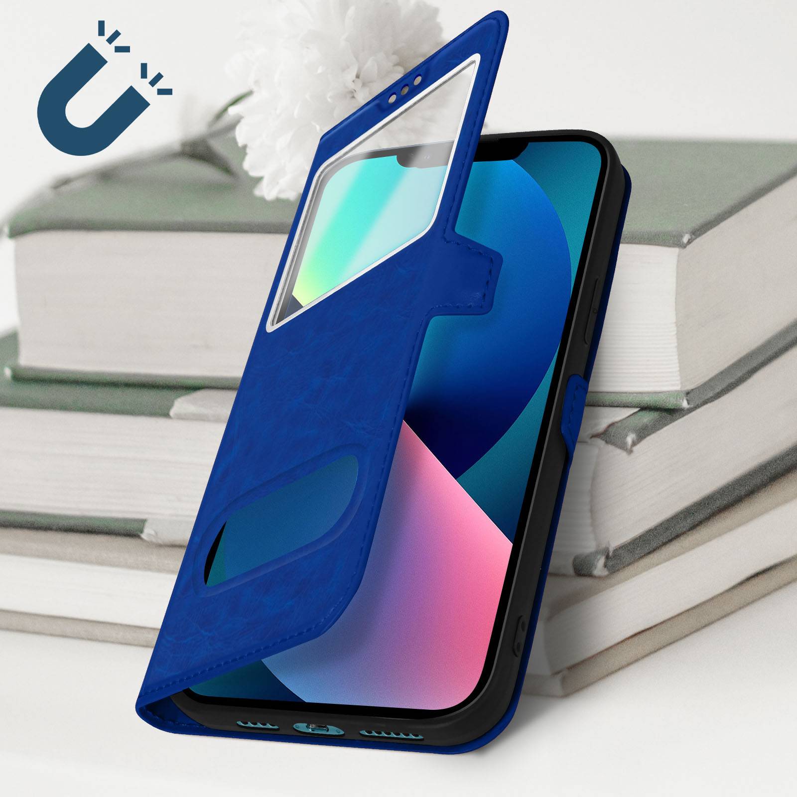 Housse pour iPhone 13 avec Double Fenêtre Support Vidéo-4