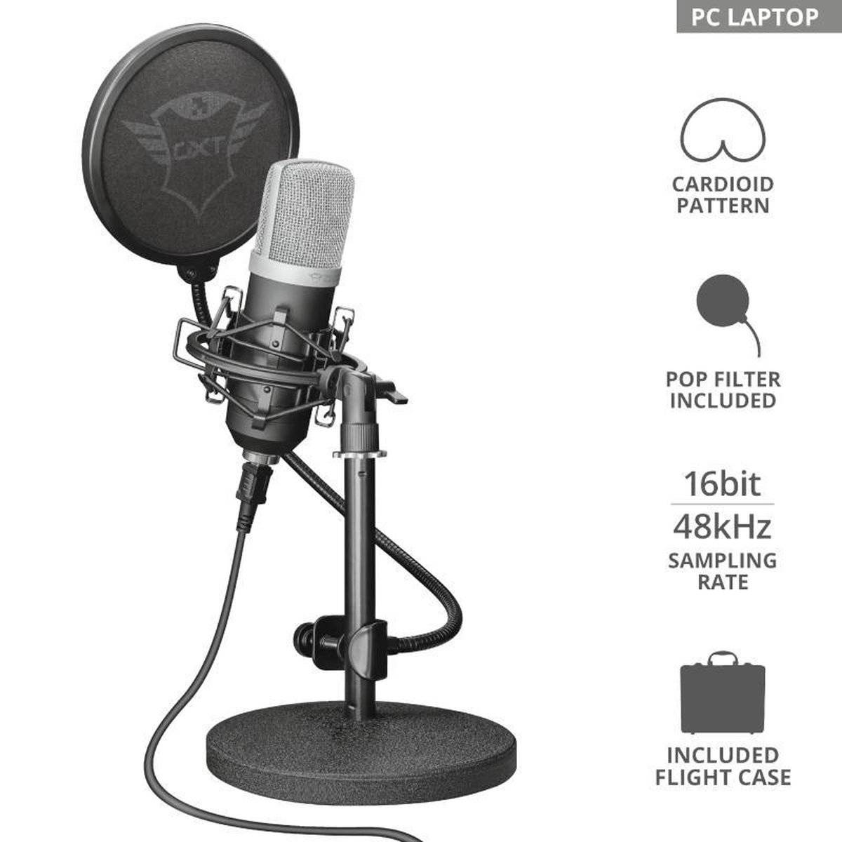 Sur pied Micro de studio Trust Emita Type de transmission (détails):filaire pied-13