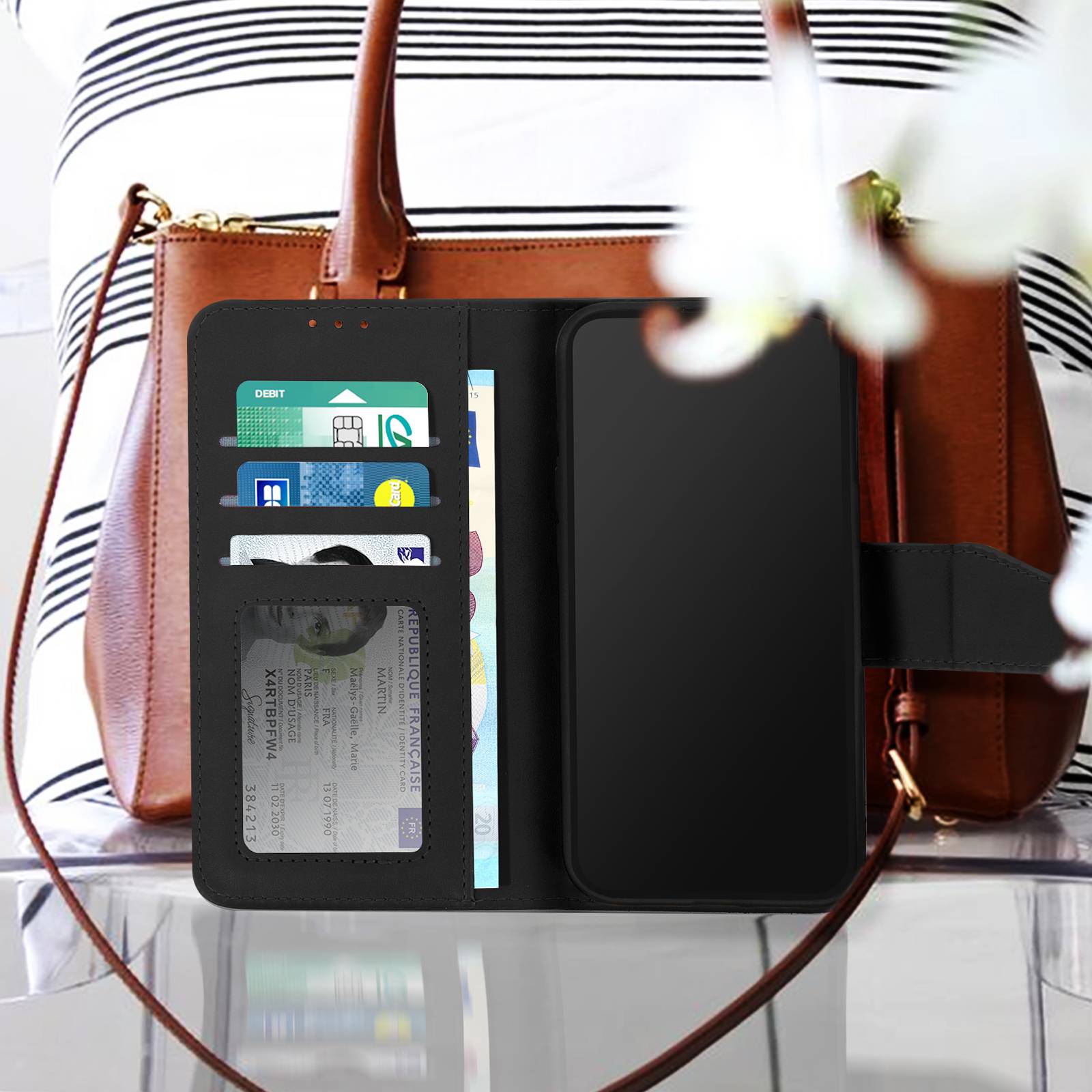 Étui Portefeuille pour iPhone 13 Pro en Cuir Premium avec Fonction Stand-4