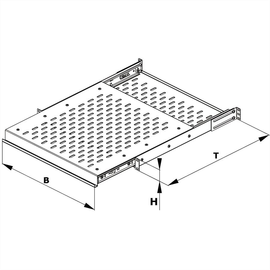 CONTEG Etagère 19" télescopique, 435 x 250 mm, 25kg ( E)-1