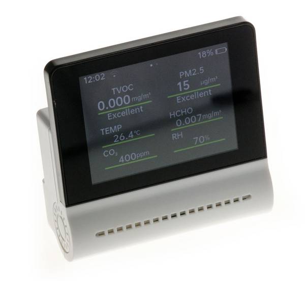 Testeur d'air composés organiques tvoc microparticules pm2.5 co2 formaldehyde hcho