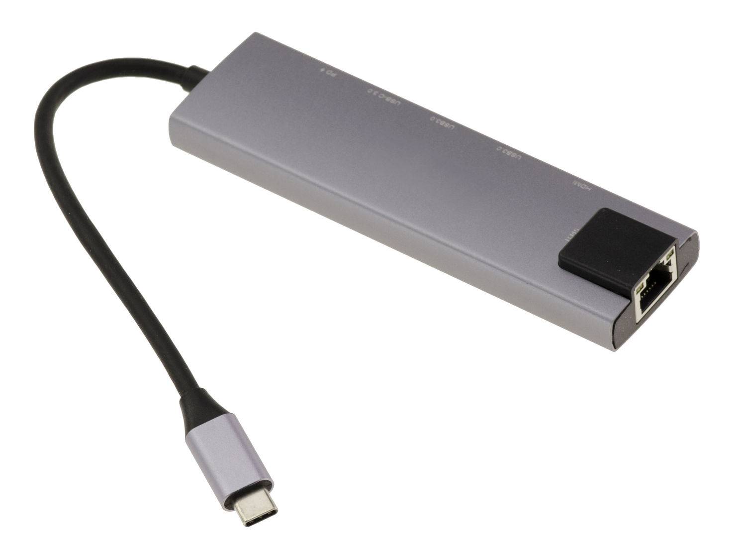 Adaptateur aluminium usb c vers hdmi réseau lan rj45 gigabit et hub usb c power delivery-2