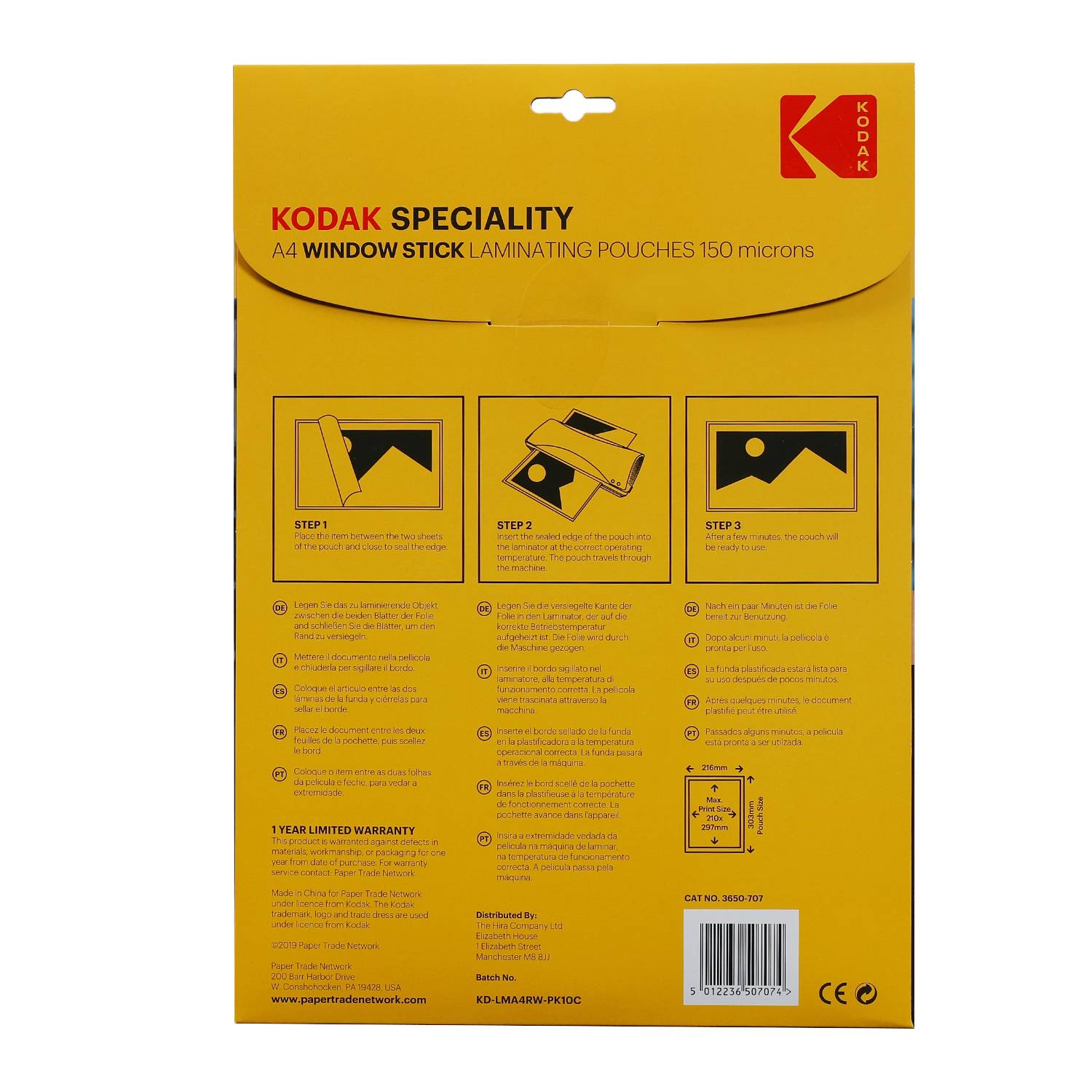 KODAK Window Stick KD-LMA4RW-PK10C - Pochettes de plastification A4, 150 Microns, Lot de 10-1