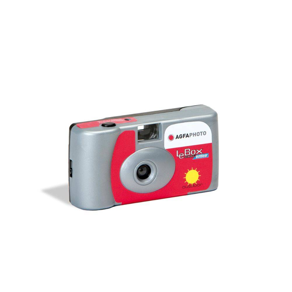 AGFAPHOTO 601020 - Appareil Photo Jetable LeBox Flash, 27 photos, Objectif Optique 31 mm - Gris et Rouge-0