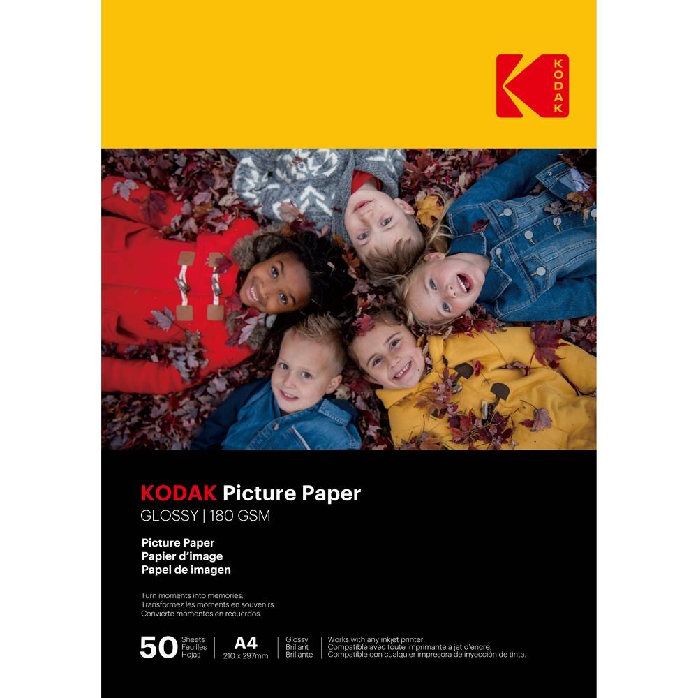 KODAK Picture Paper - Papier Photo Brillant, Pack de 50 Feuilles, Format A4 (21x29,7cm), 180g/m², Idéal pour Impression-1