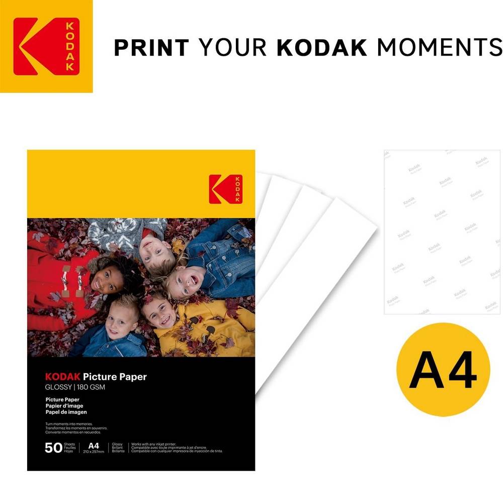 KODAK Picture Paper - Papier Photo Brillant, Pack de 50 Feuilles, Format A4 (21x29,7cm), 180g/m², Idéal pour Impression-3