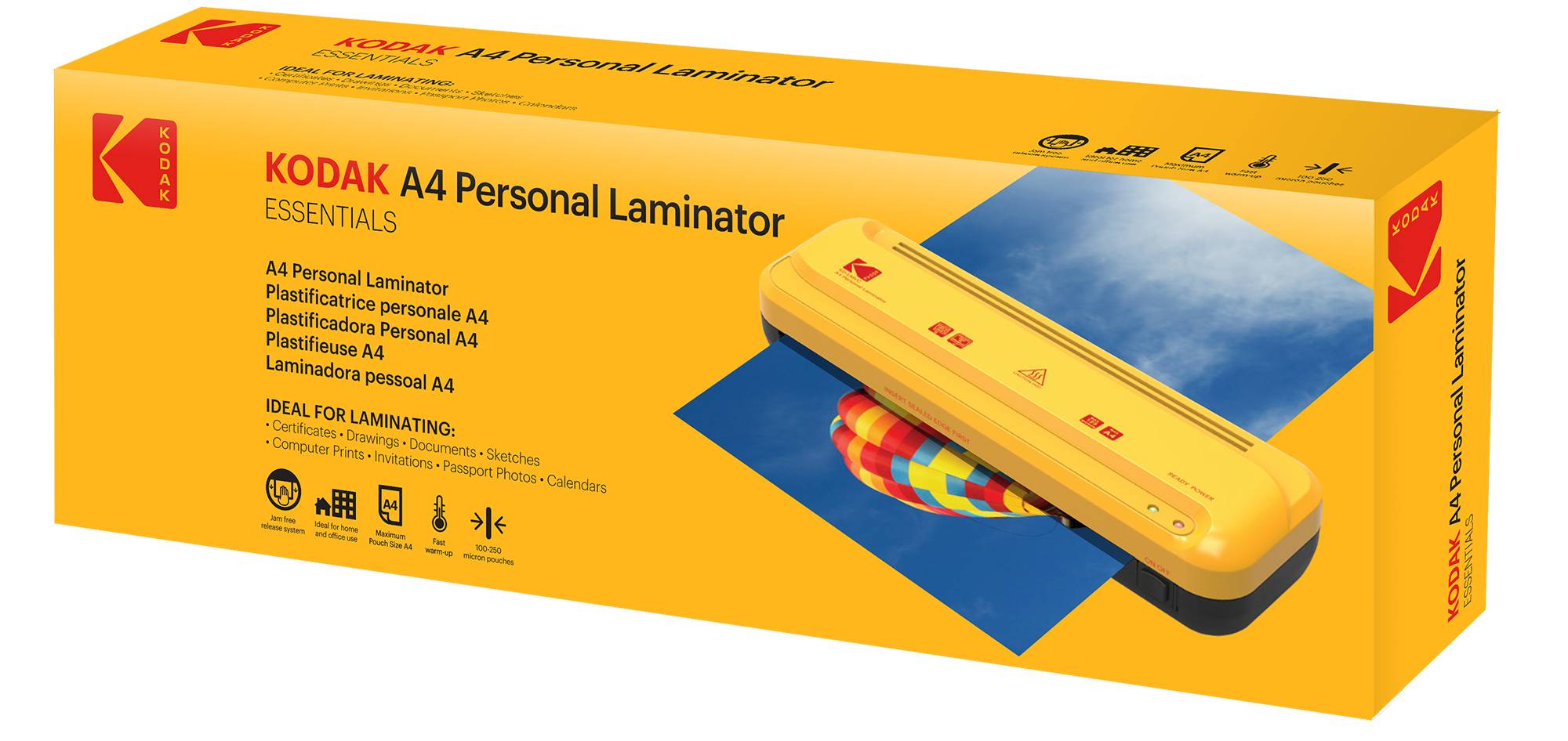 KODAK Laminator KD-LMVC - Plastifieuse A4, 2 rouleaux, Vitesse de plastification : 25cm/min, Temps de préchauffage : 4--1