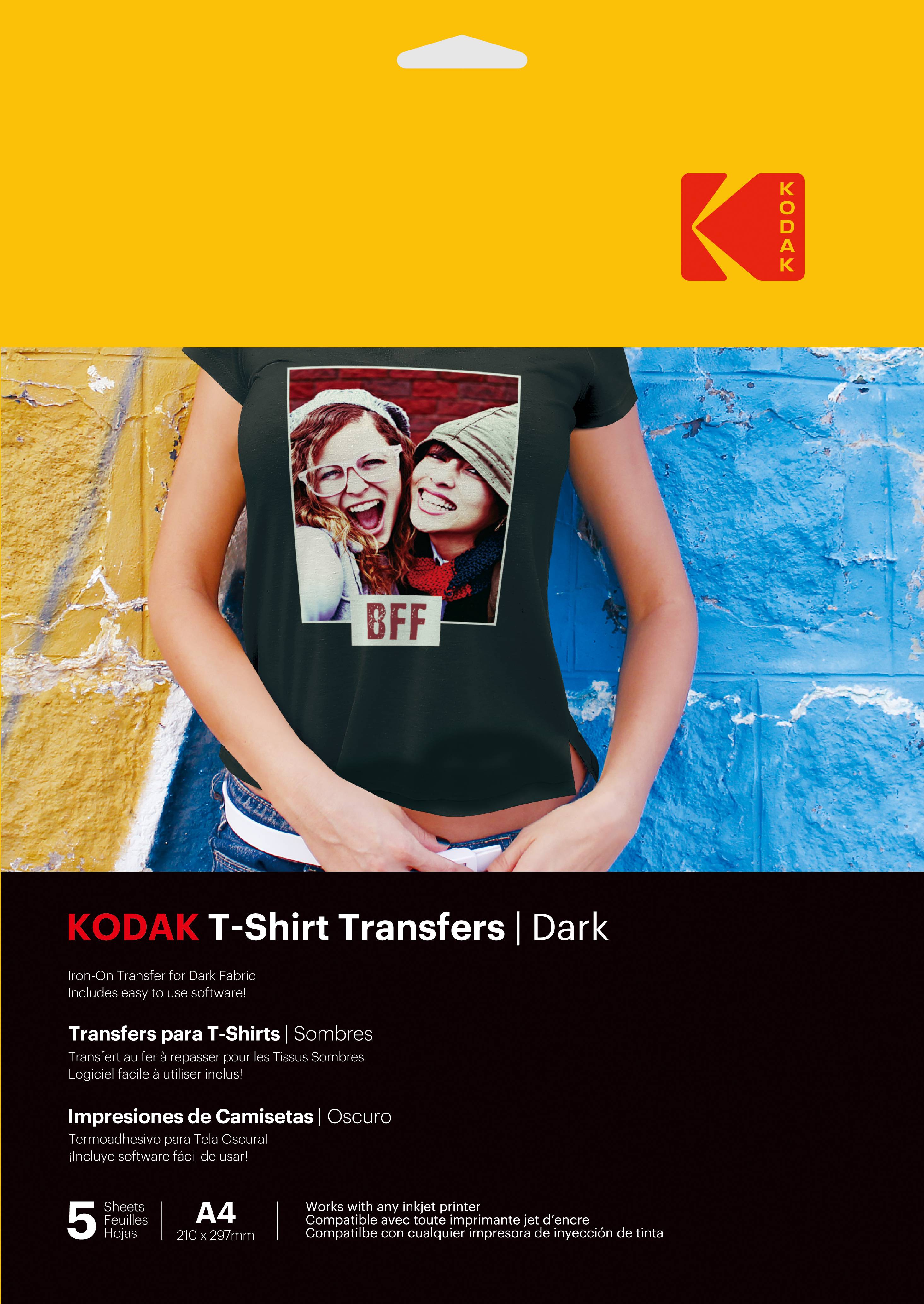 KODAK T-Shirt Transfers - T-Shirt à Créer et Personnaliser, Papier Transfert Thermocollant de Haute Qualité, Logiciel I-0