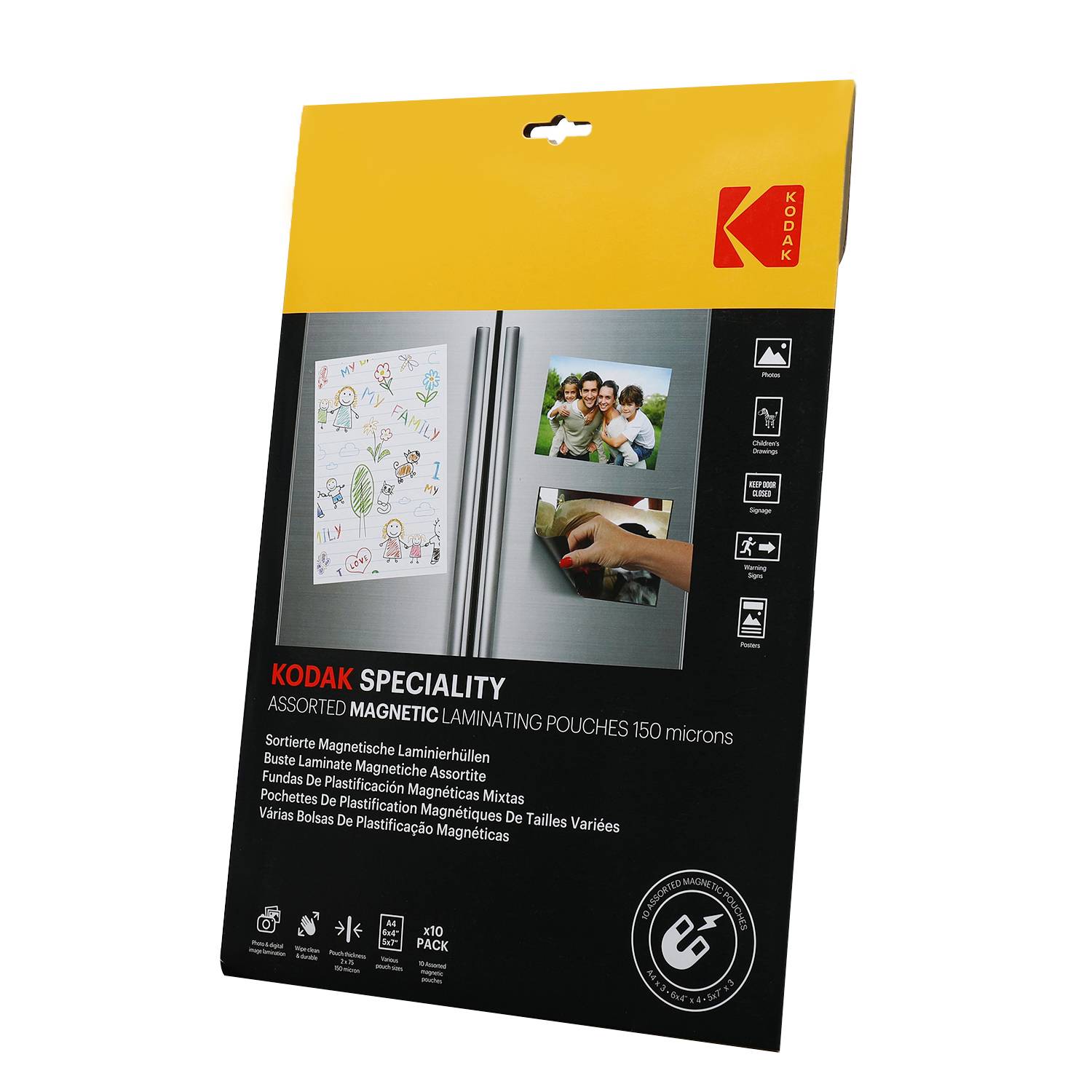 KODAK Assorted Magnetic Laminating Pouches KD-LMASSMAG-PK10C - Pochette de plastification magnétique KODAK, Taille : 3-0