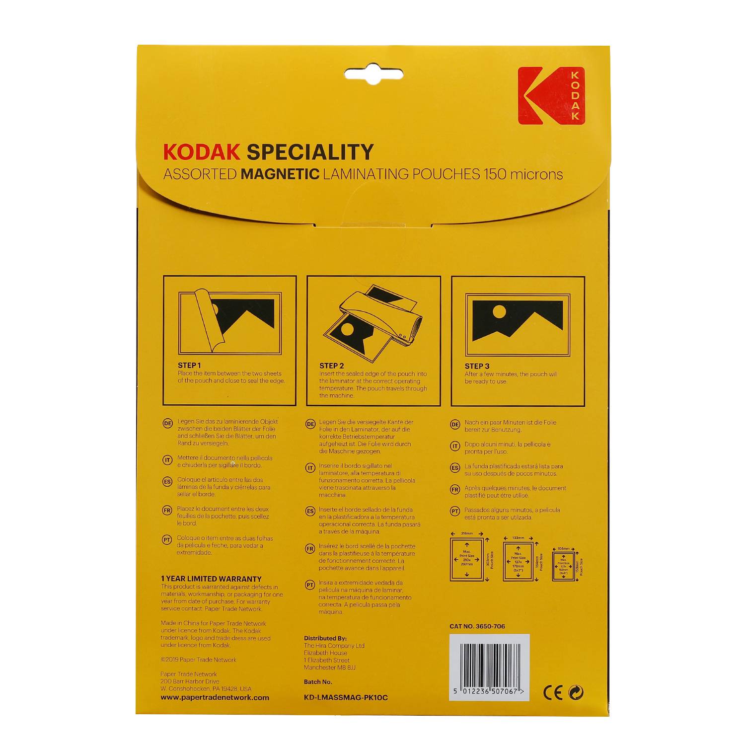 KODAK Assorted Magnetic Laminating Pouches KD-LMASSMAG-PK10C - Pochette de plastification magnétique KODAK, Taille : 3-1