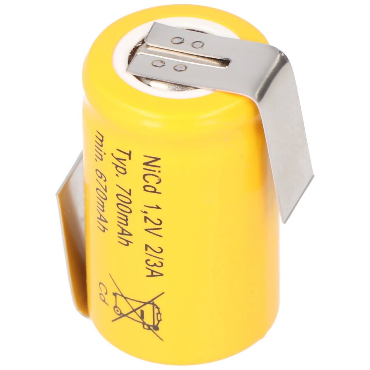 KR-600AE 2/3 A Batterie Cadnica NICD avec languettes à souder en forme de Z (pas de Sanyo d'origine)-0