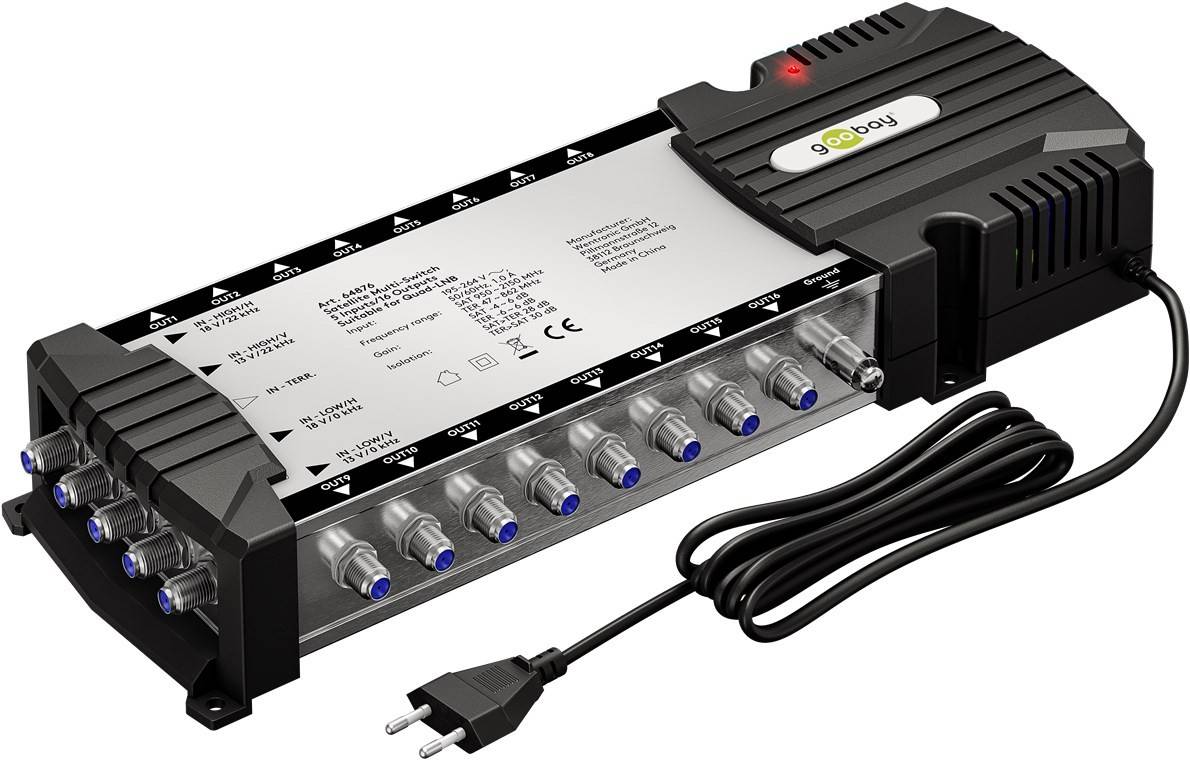 Commutateur multiple satellite Goobay 5 entrées/16 sorties - distributeur pour un maximum de 16 participants d'un...-0