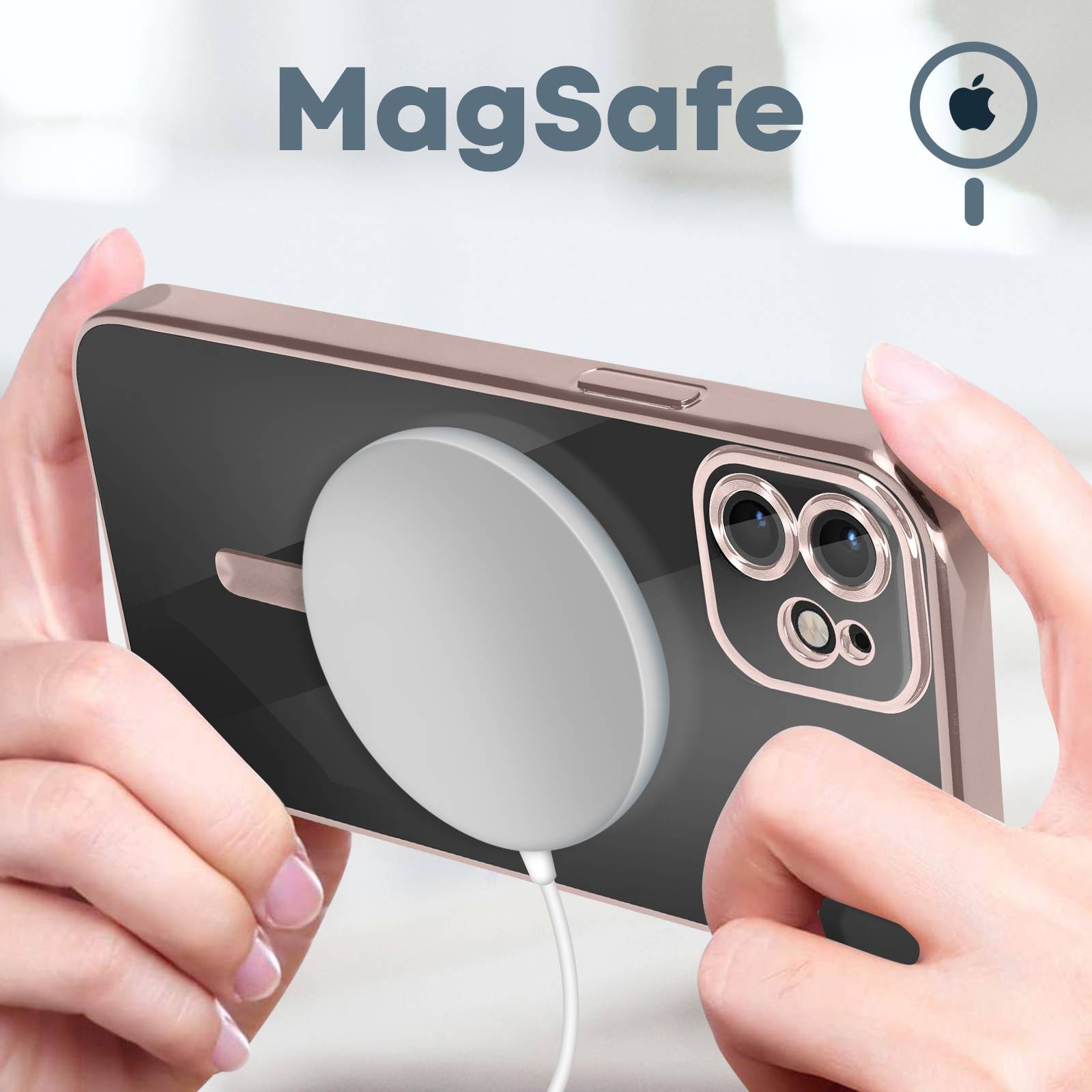 Coque MagSafe pour iPhone 12 Silicone Protection Caméra Contour Chromé-2