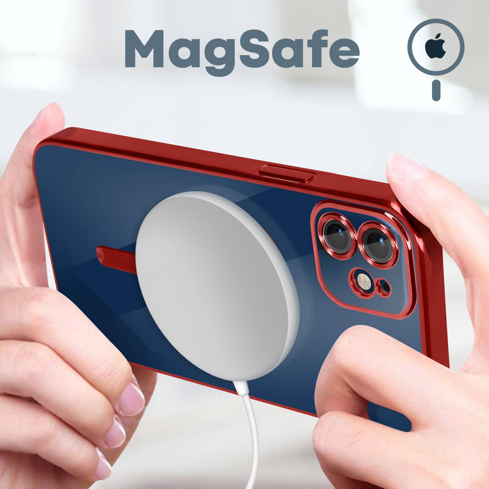 Coque MagSafe pour iPhone 12 Silicone Protection Caméra Contour Chromé-2