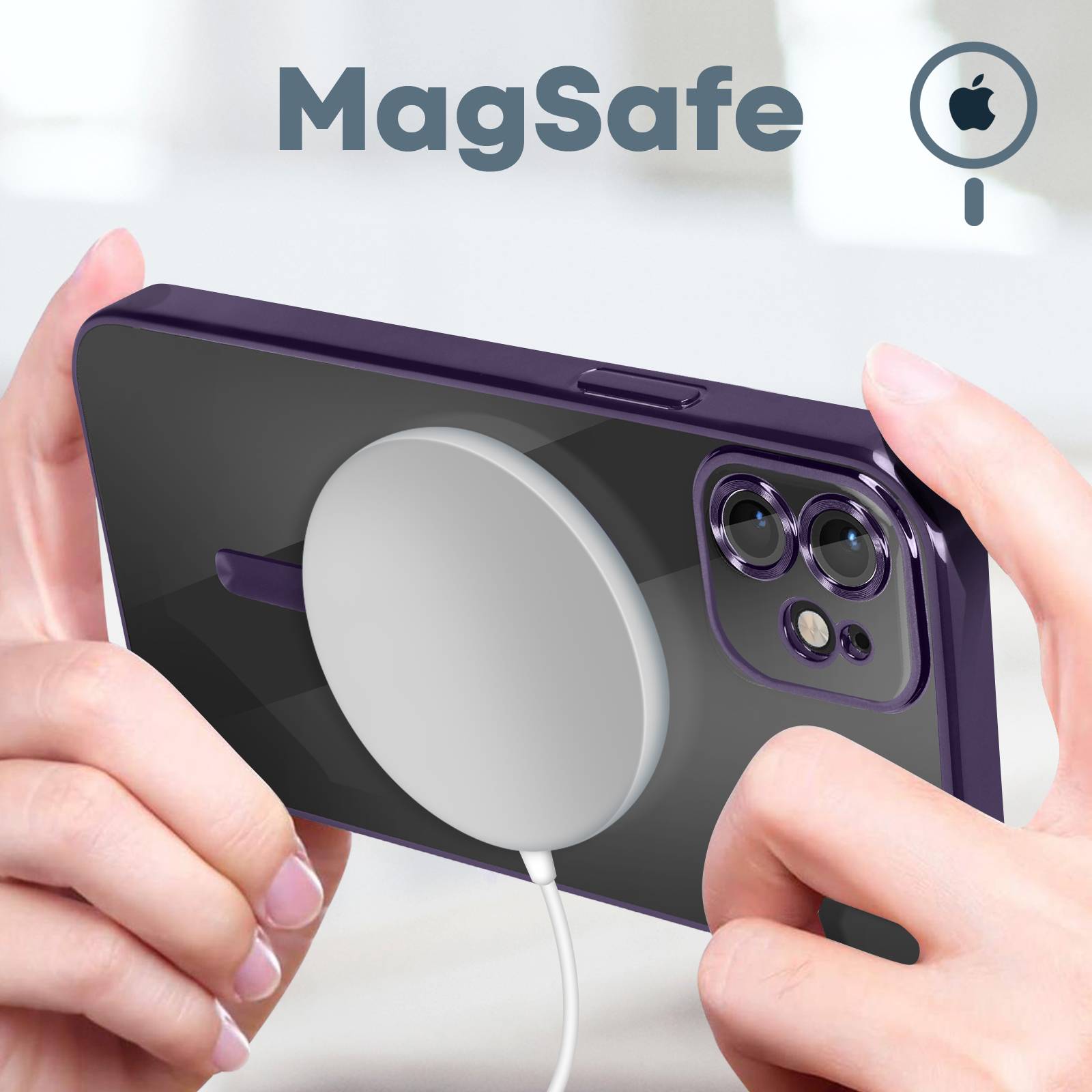 Coque MagSafe pour iPhone 12 Silicone Protection Caméra Contour Chromé-2