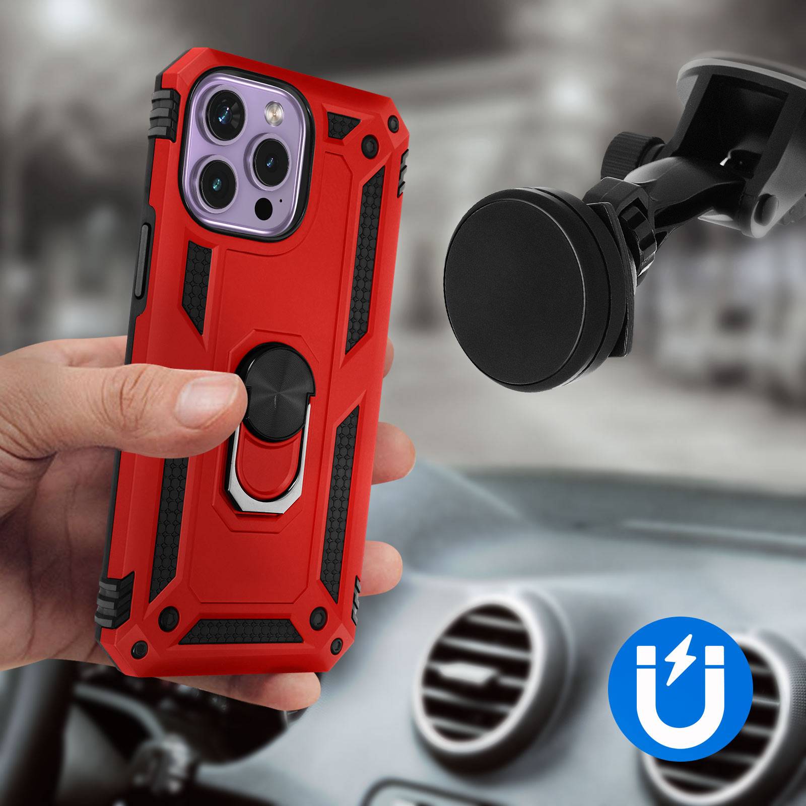 Coque pour iPhone 14 Pro Hybride Antichoc Bague de maintien Support Vidéo-4